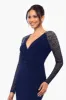 "Anna" Long Jersey Knit Embellished Sleeve Dress sold by Betsy & Adam