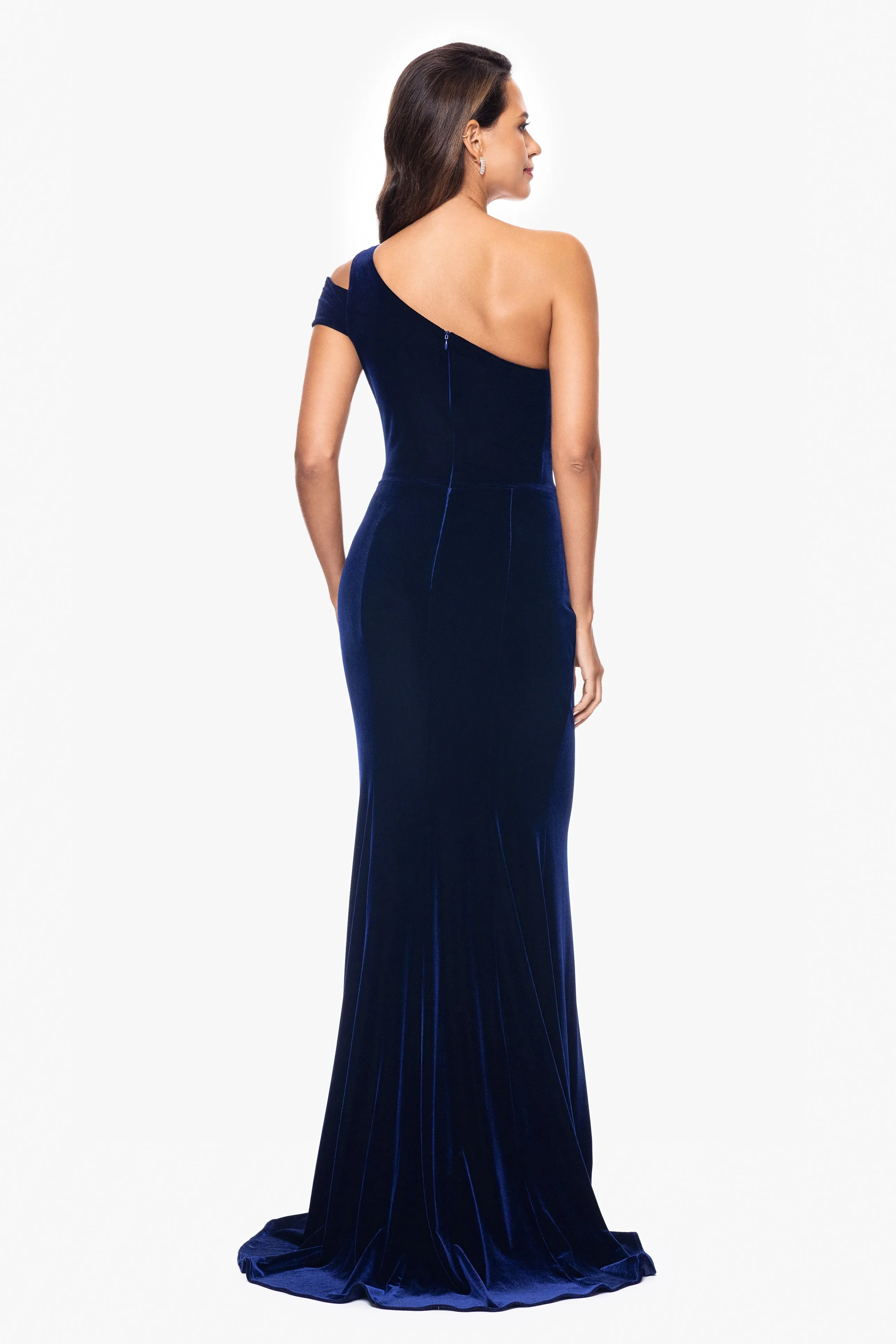 "Ella" Long Velvet One Shoulder Dress sold by Betsy & Adam product image thumbnail 5