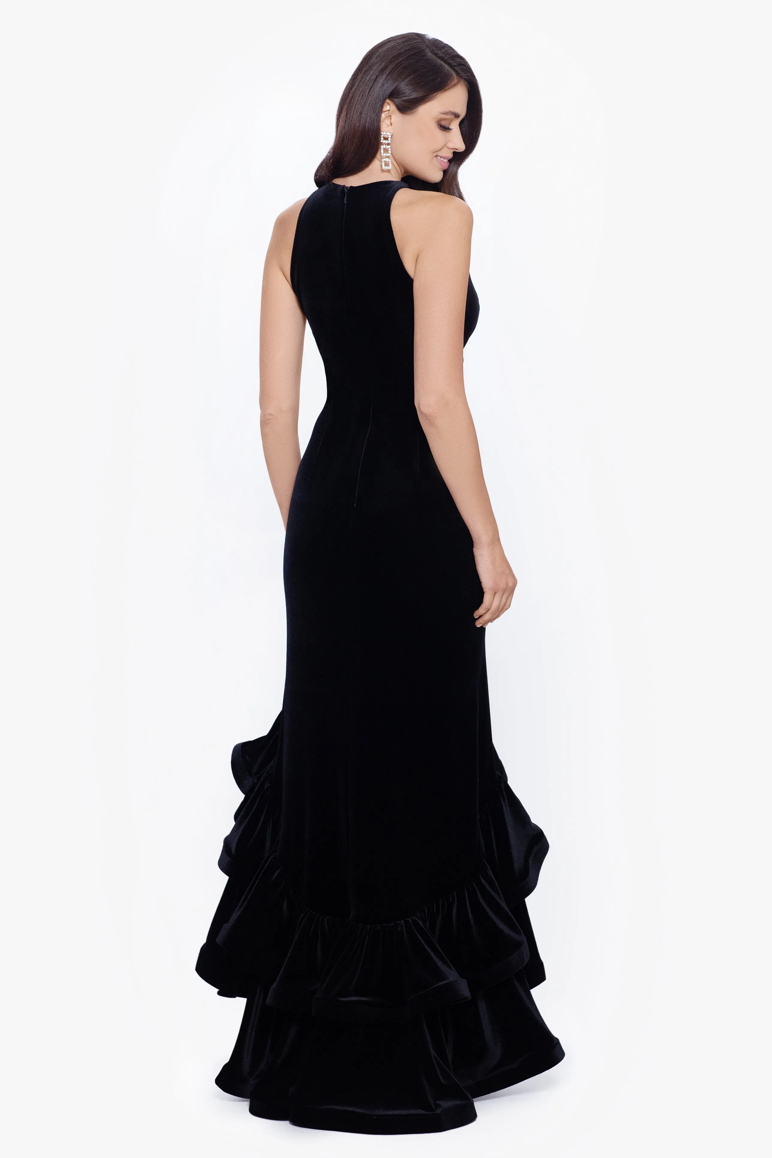 "Brandi" Ruffle Tier Velvet Dress sold by Betsy & Adam product image thumbnail 4