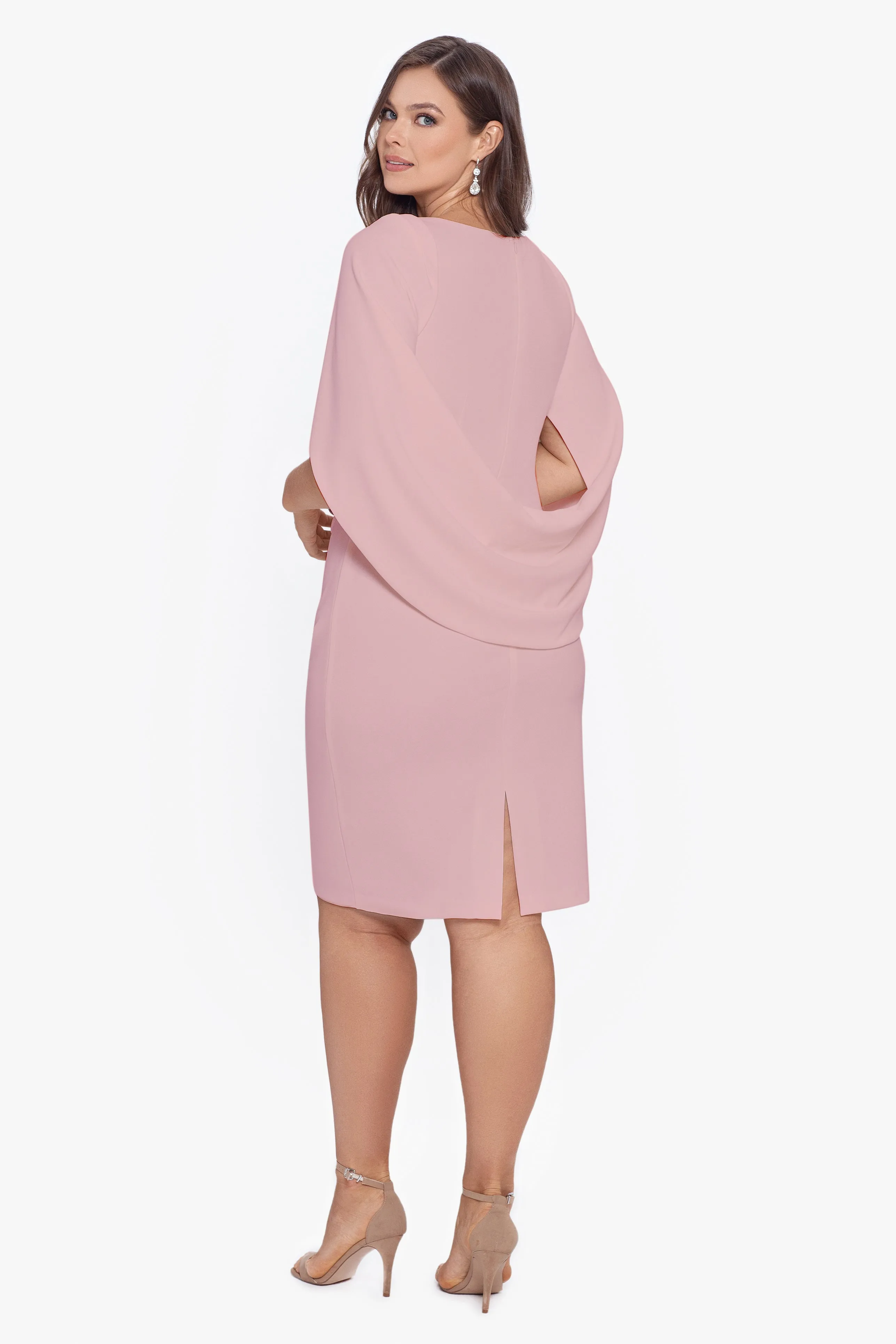 Plus "Eva" Short Scuba Crepe Wrap Drape Back sold by Betsy & Adam product image thumbnail 5