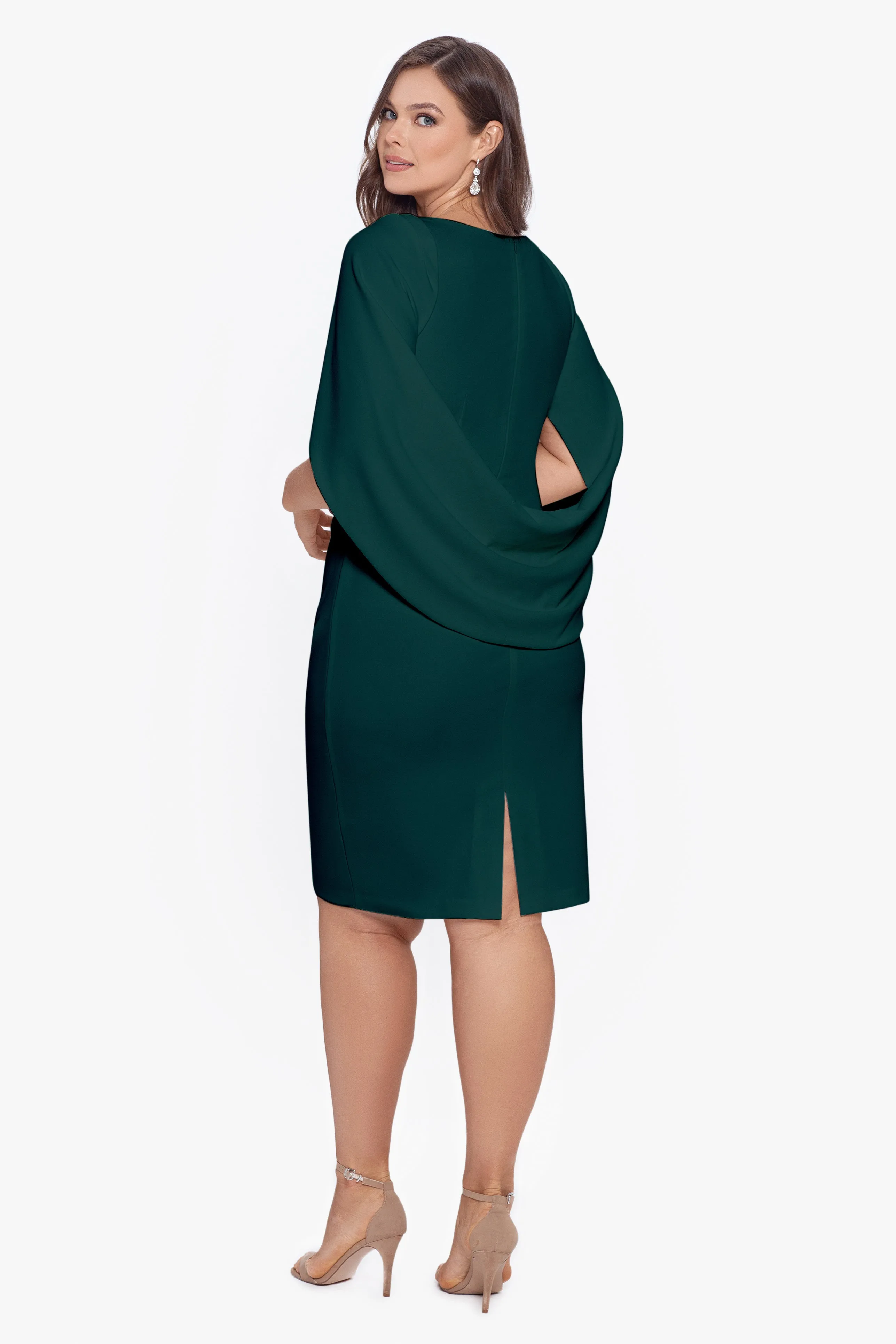 Plus "Eva" Short Scuba Crepe Wrap Drape Back sold by Betsy & Adam product image thumbnail 2