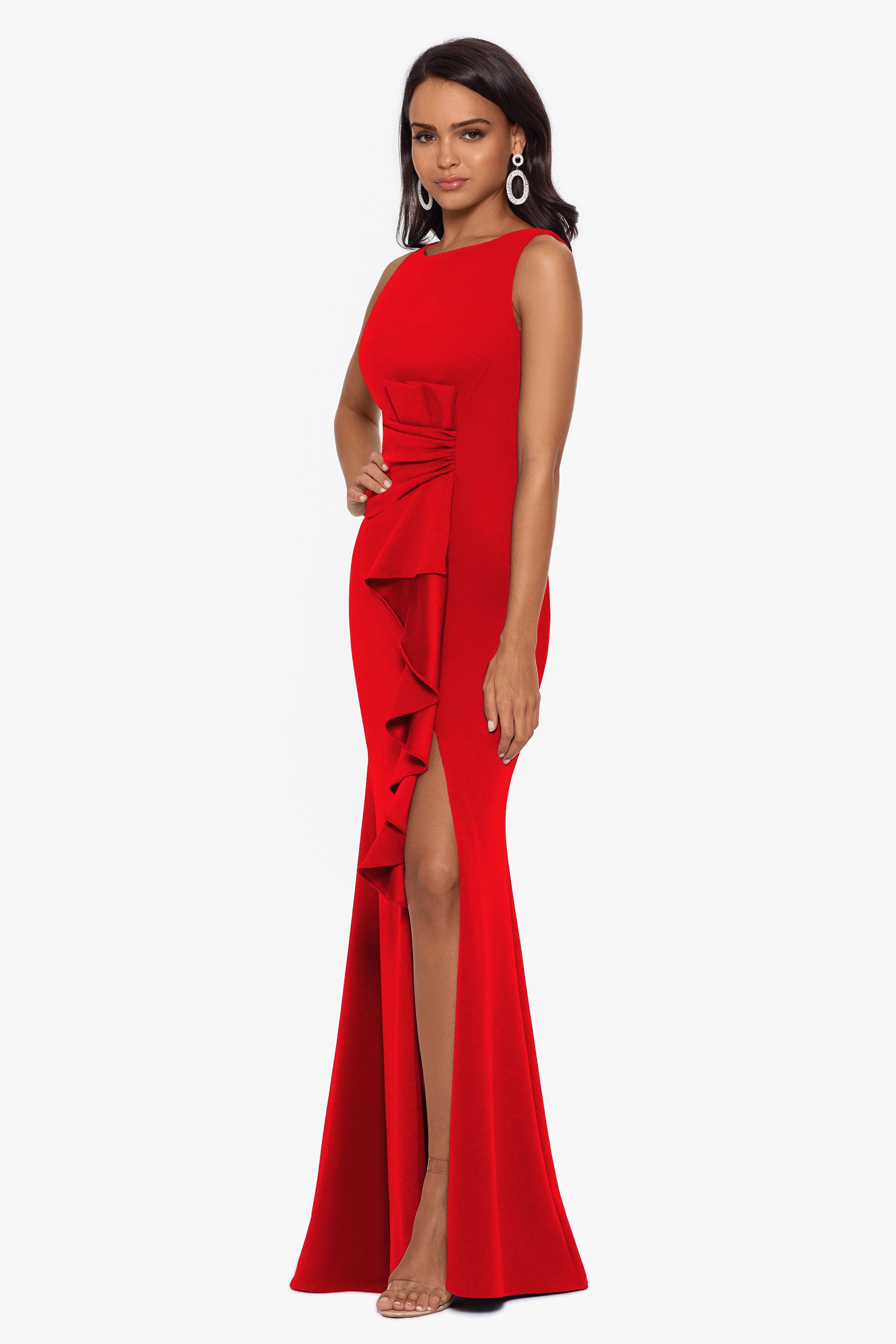 Petite "Christine" Scuba Crepe Ruffled Bow Gown sold by Betsy & Adam product image thumbnail 5