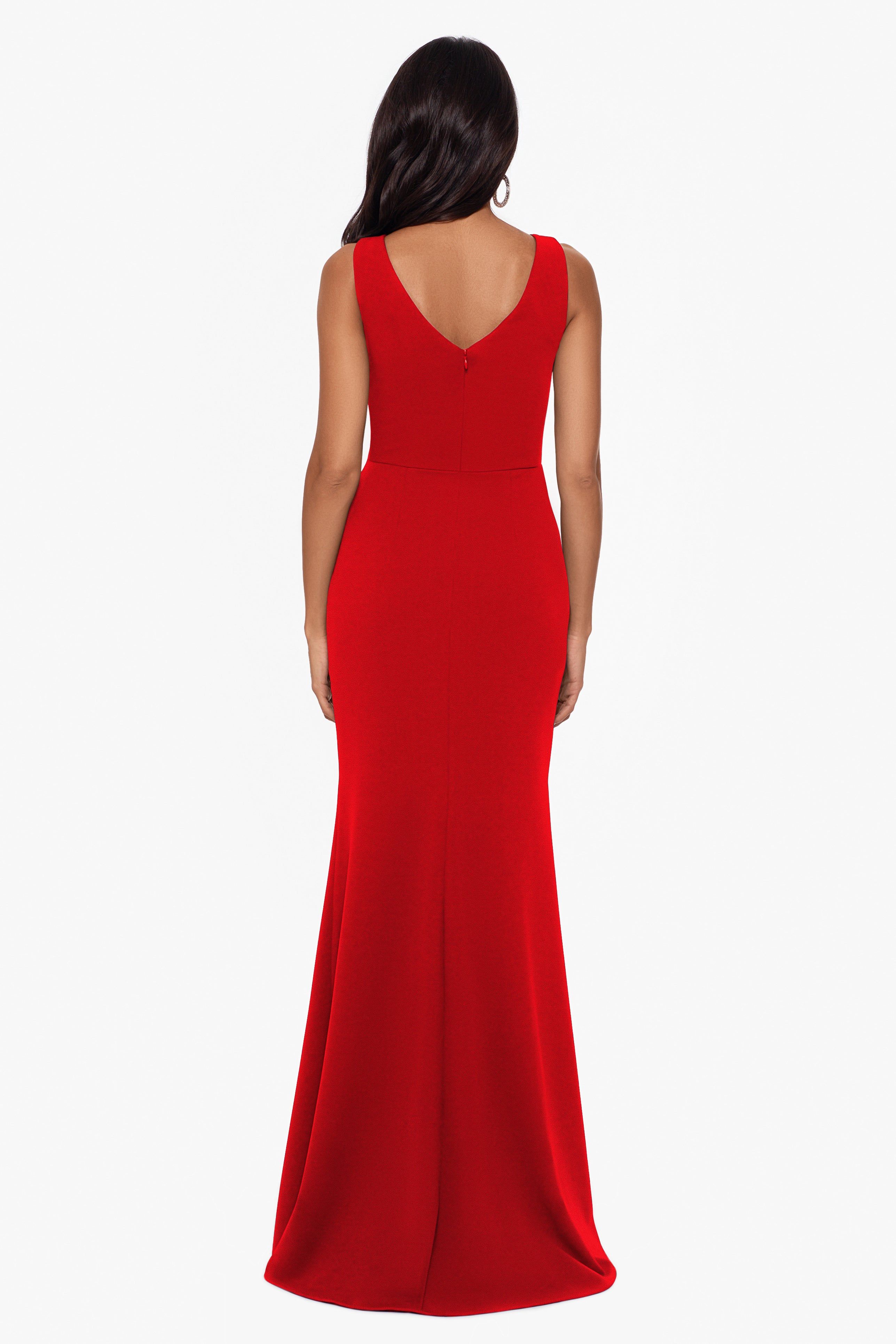 Petite "Christine" Scuba Crepe Ruffled Bow Gown sold by Betsy & Adam product image thumbnail 4