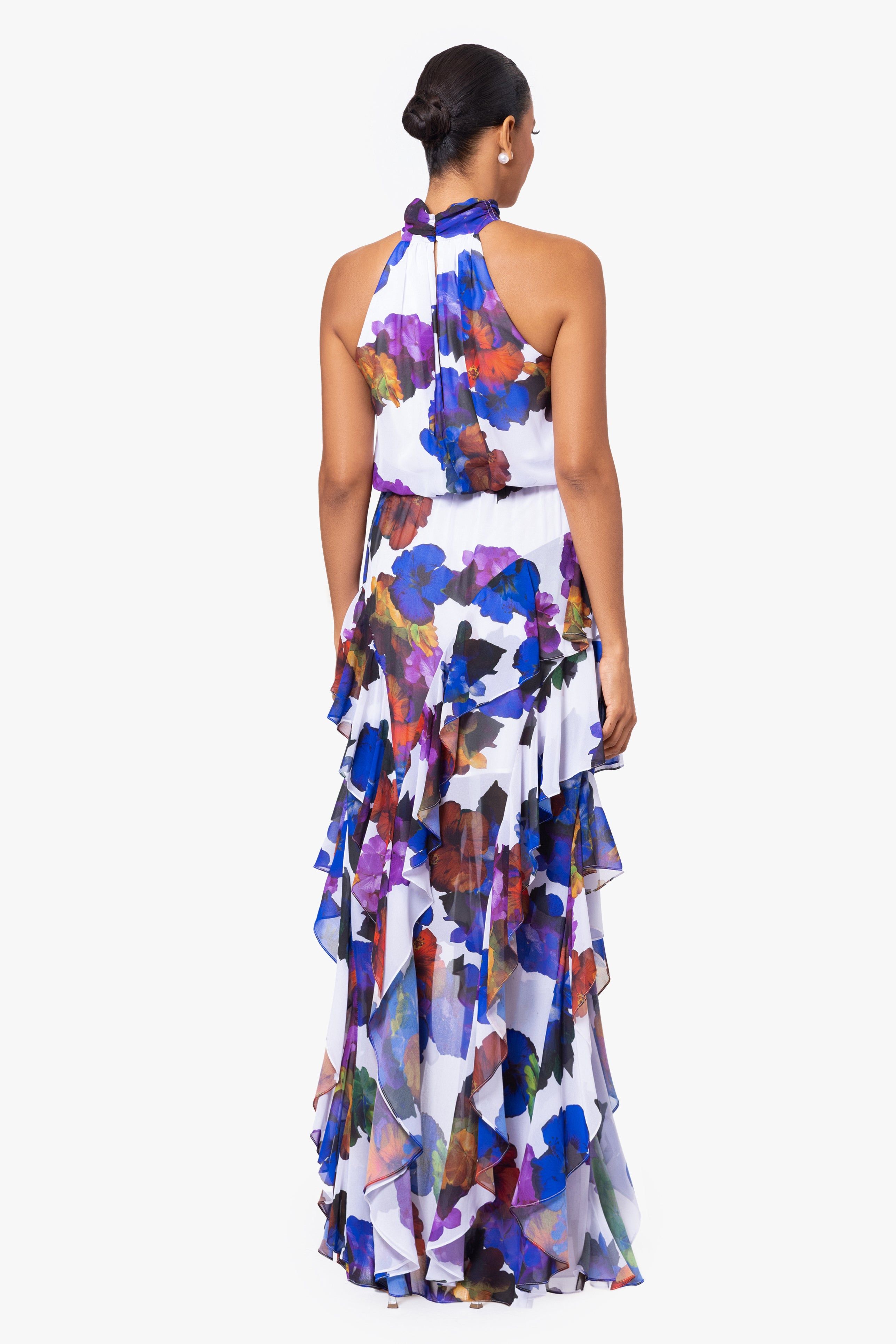 "Martha" Long High Neck Tiered Chiffon Dress sold by Betsy & Adam product image thumbnail 2