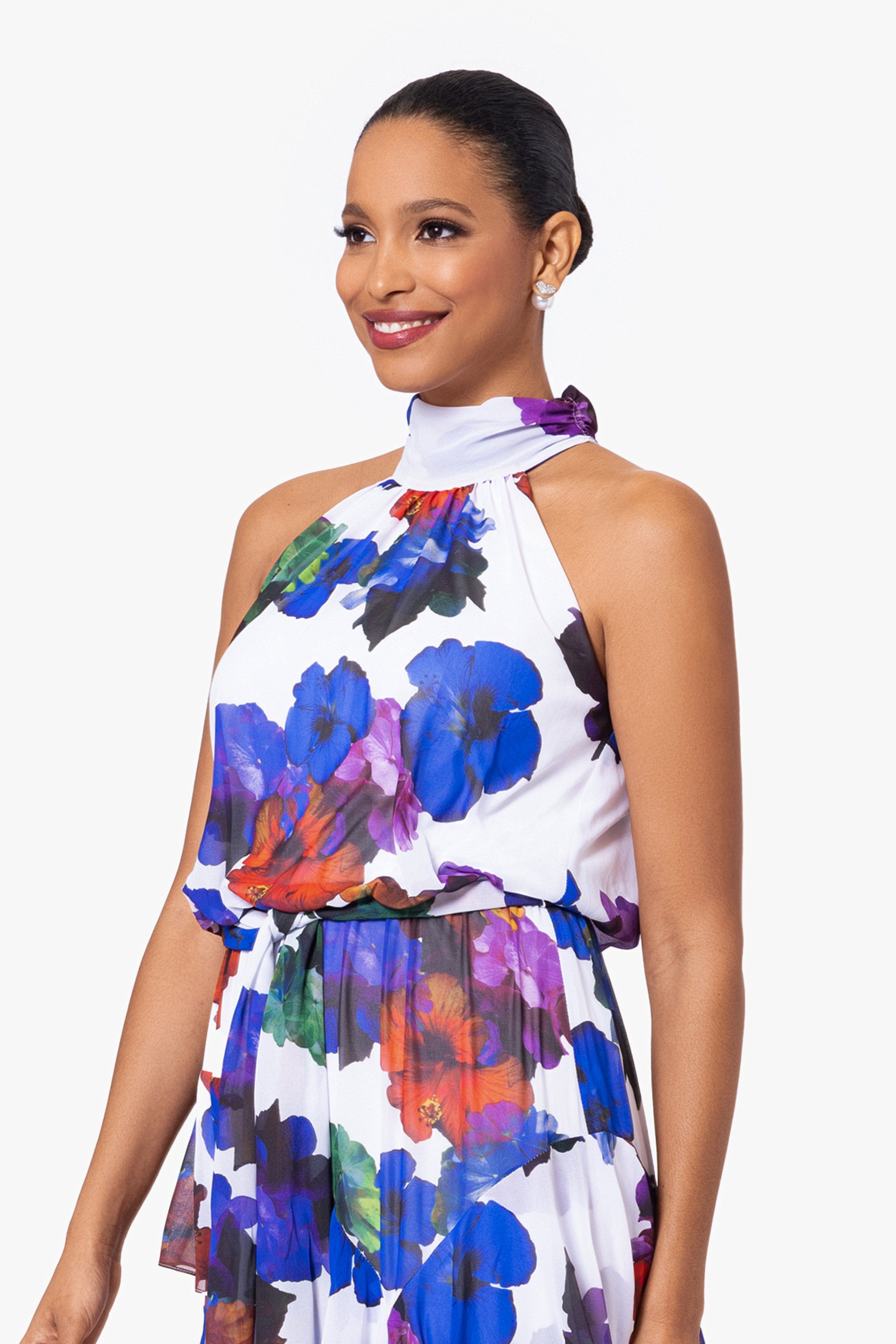 "Martha" Long High Neck Tiered Chiffon Dress sold by Betsy & Adam product image thumbnail 4