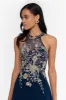 Petite "Celeste" Long Embroidered Chiffon Gown sold by Betsy & Adam