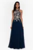 Petite "Celeste" Long Embroidered Chiffon Gown sold by Betsy & Adam