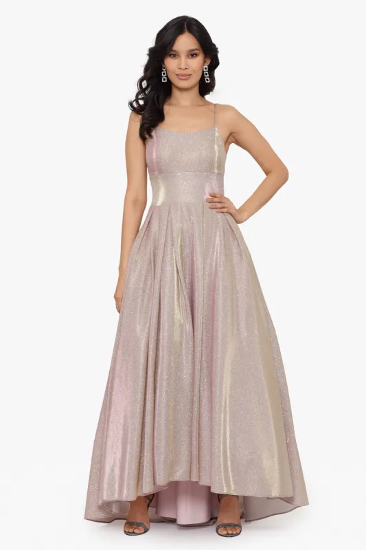 "Bella" Long High Low Galaxy Ballgown sold by Betsy & Adam