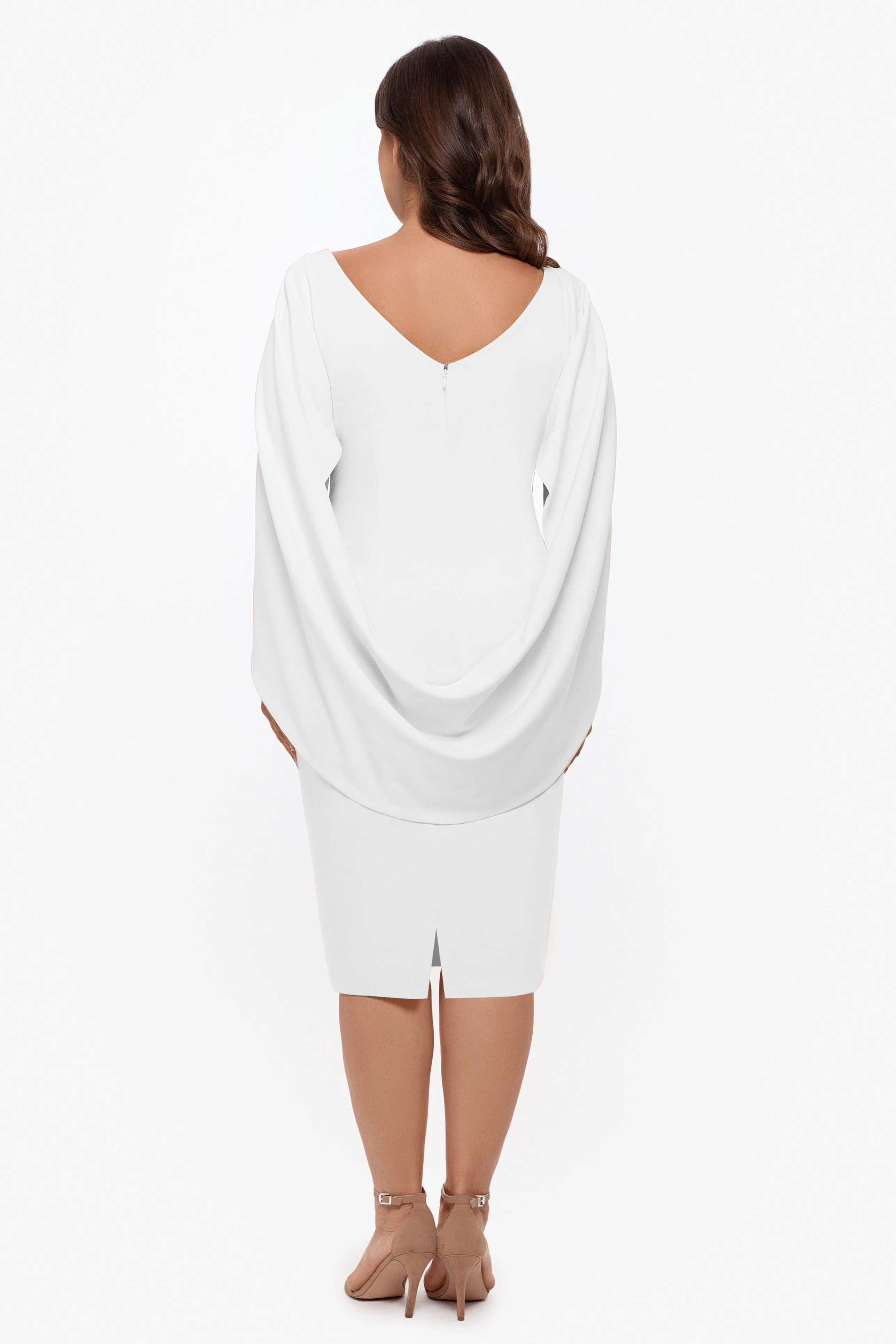 Plus "Jordan" Short Scuba Crepe Drape Back Dress sold by Betsy & Adam product image thumbnail 2
