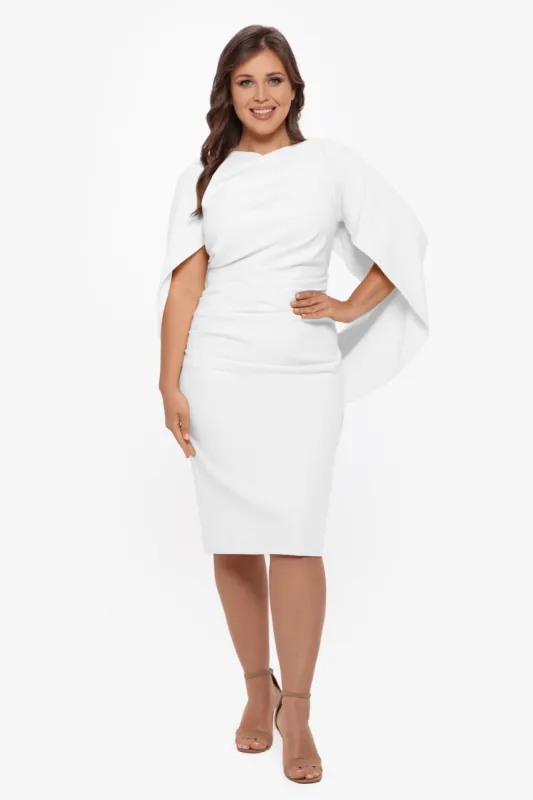 Plus "Jordan" Short Scuba Crepe Drape Back Dress made by Betsy & Adam