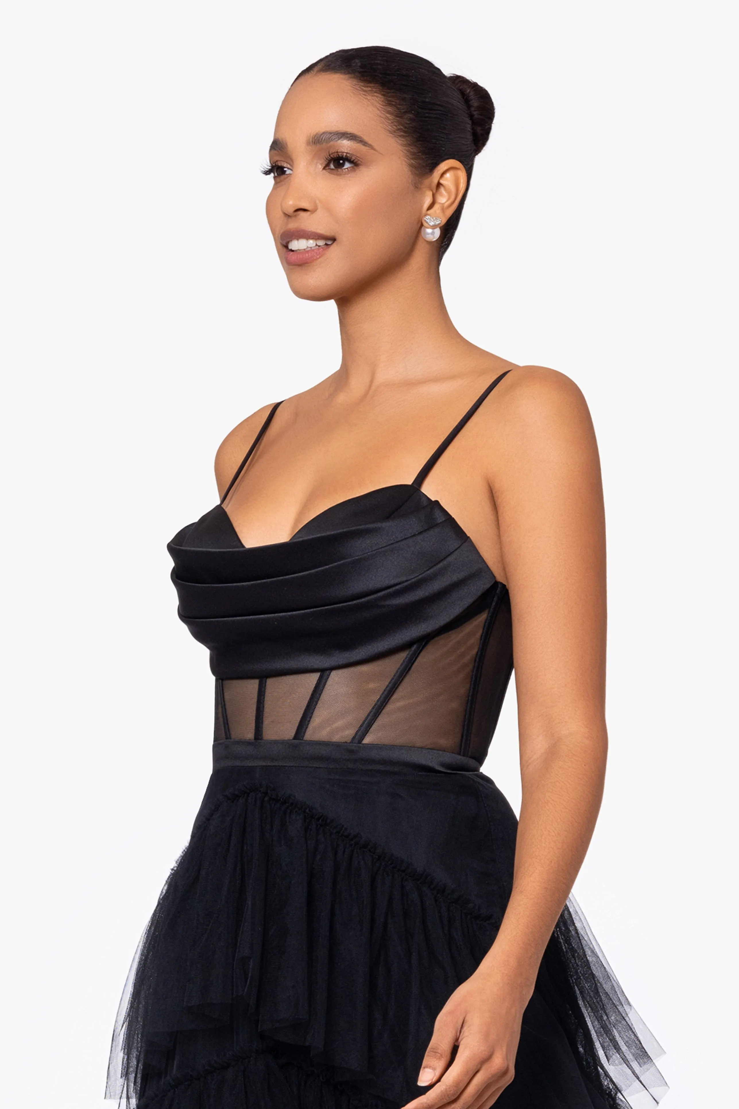 "Jenny" Long Tulle Layer Spaghetti Strap Ballgown sold by Betsy & Adam product image thumbnail 4