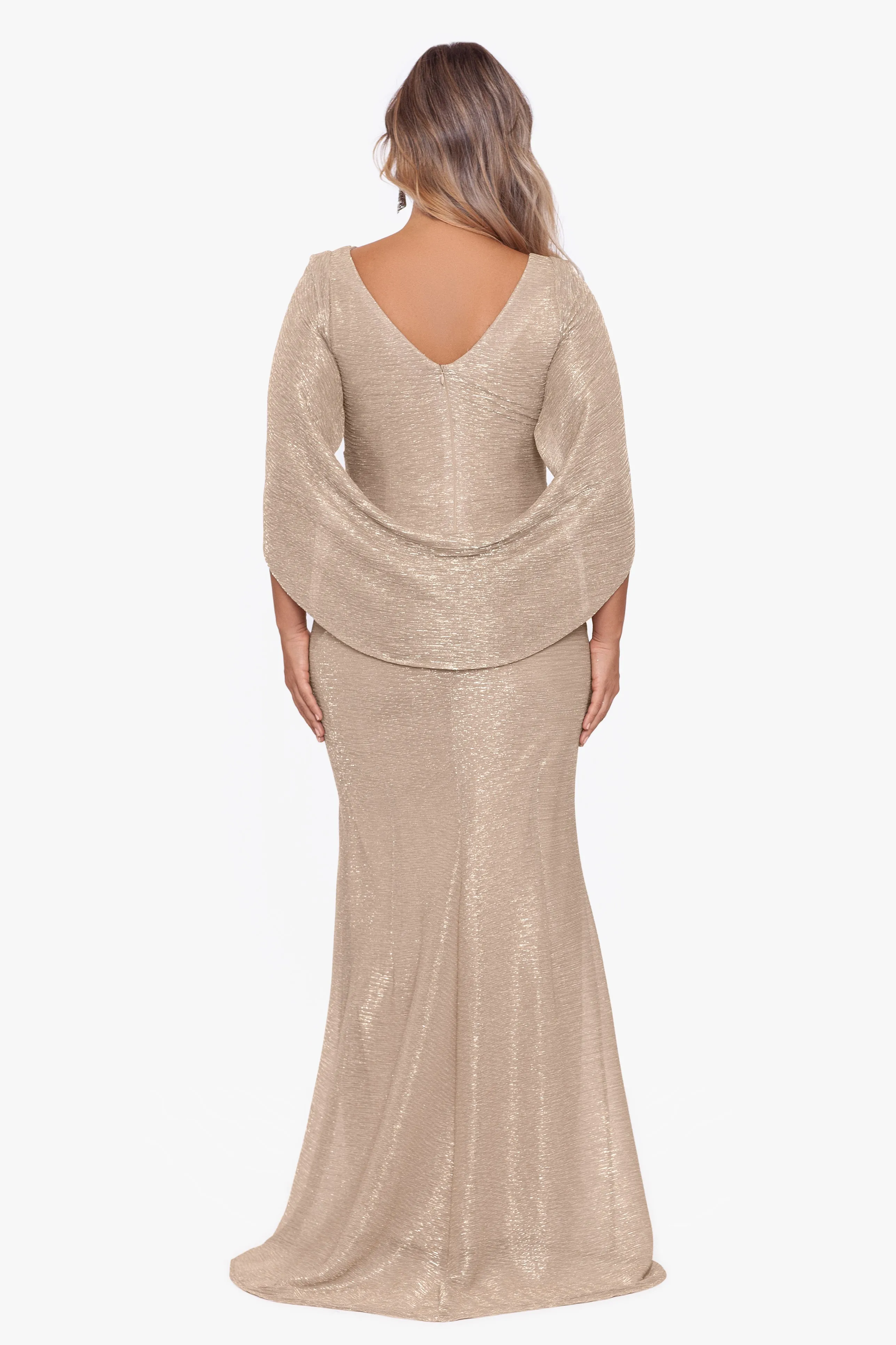 Plus "Celine" Boat Neck Crinkle Gown sold by Betsy & Adam product image thumbnail 2