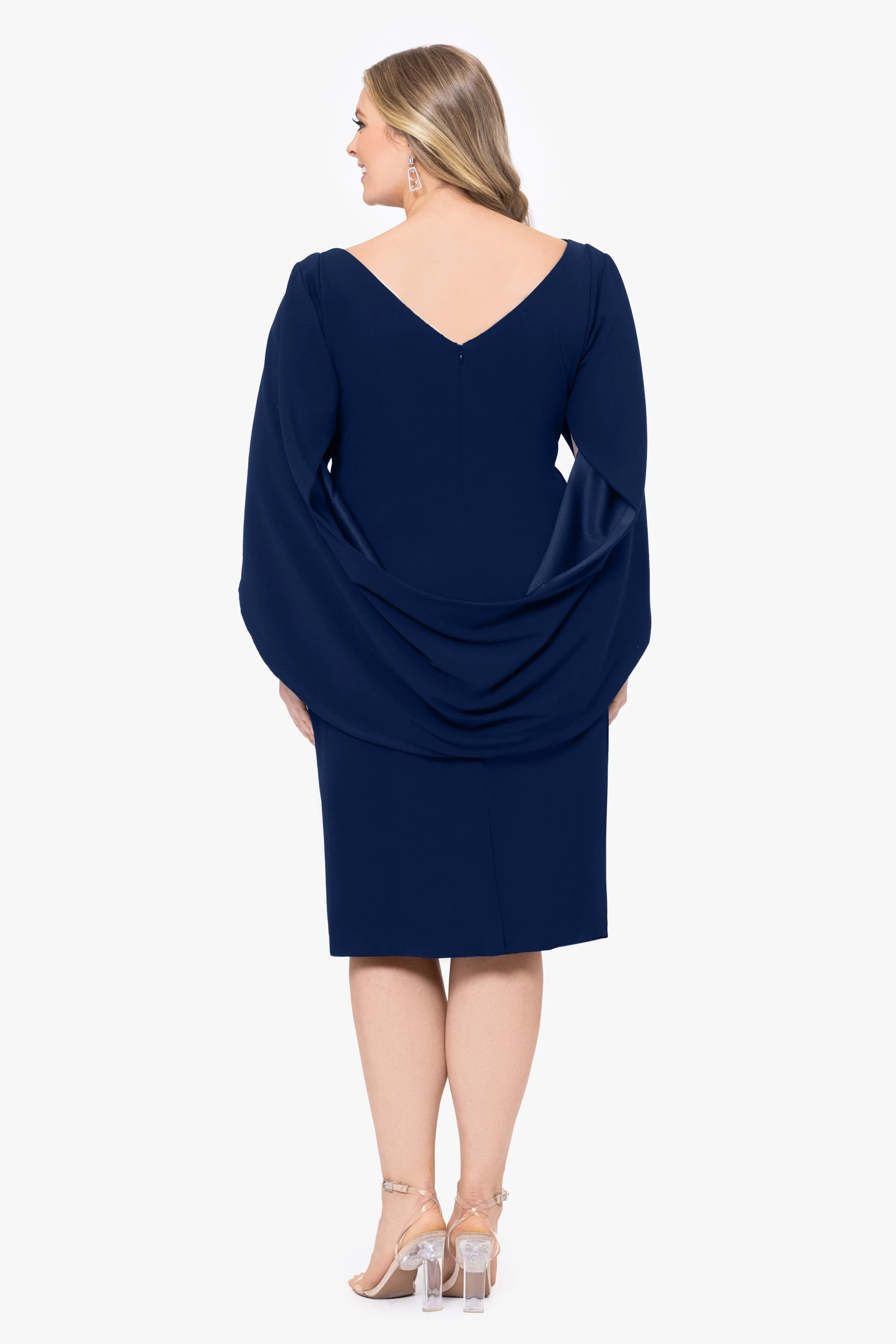 Plus "Jordan" Short Scuba Crepe Drape Back Dress sold by Betsy & Adam product image thumbnail 2