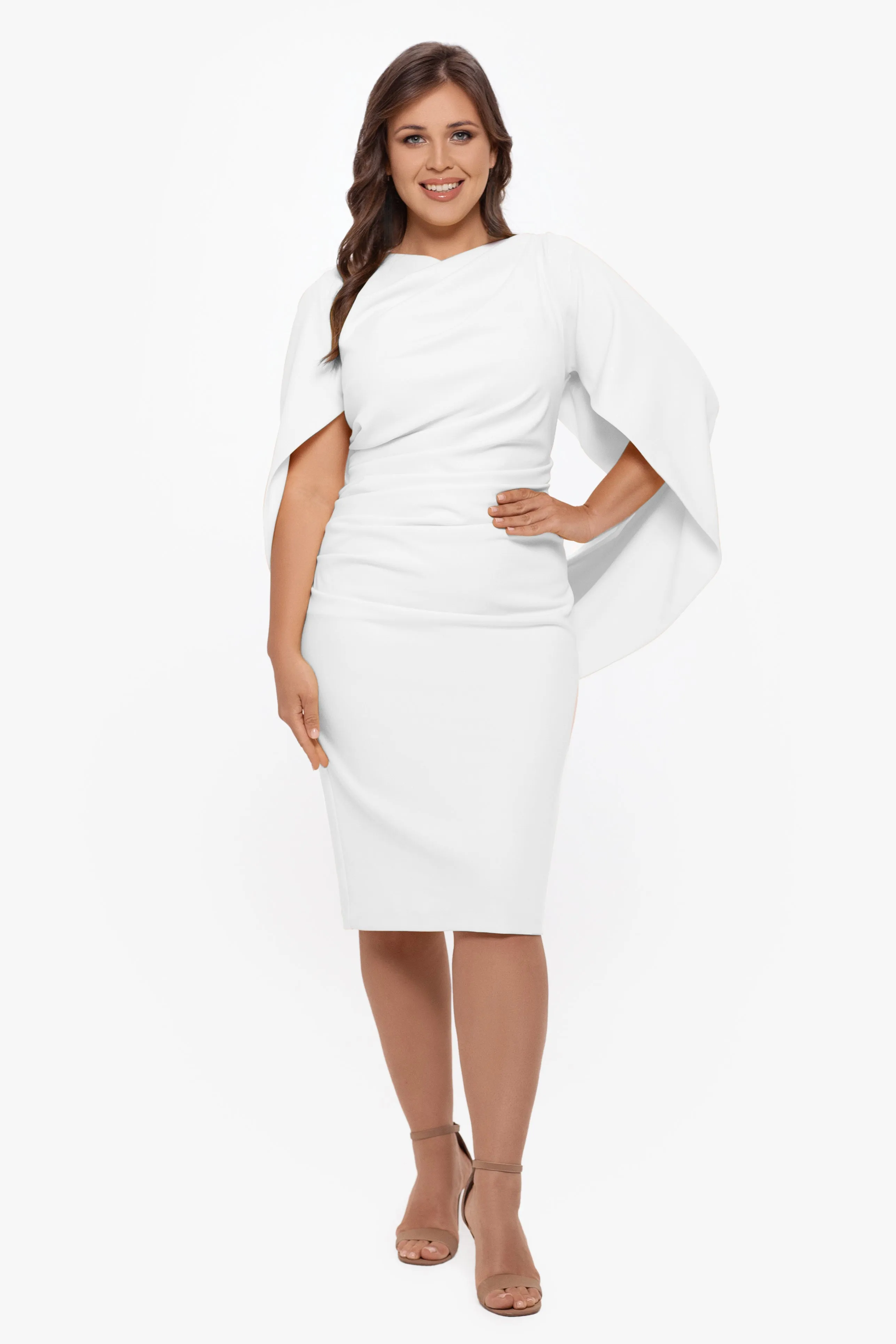 Plus "Jordan" Short Scuba Crepe Drape Back Dress sold by Betsy & Adam product image thumbnail 3