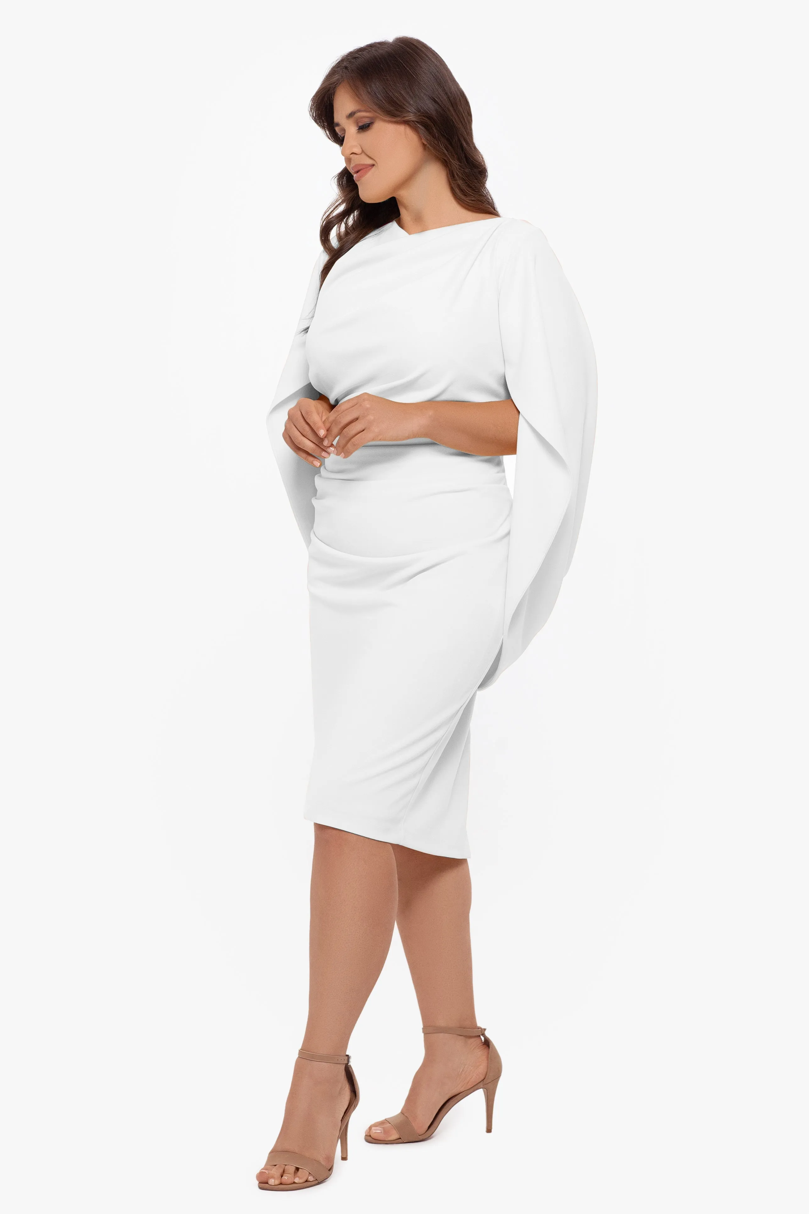 Plus "Jordan" Short Scuba Crepe Drape Back Dress sold by Betsy & Adam product image thumbnail 5