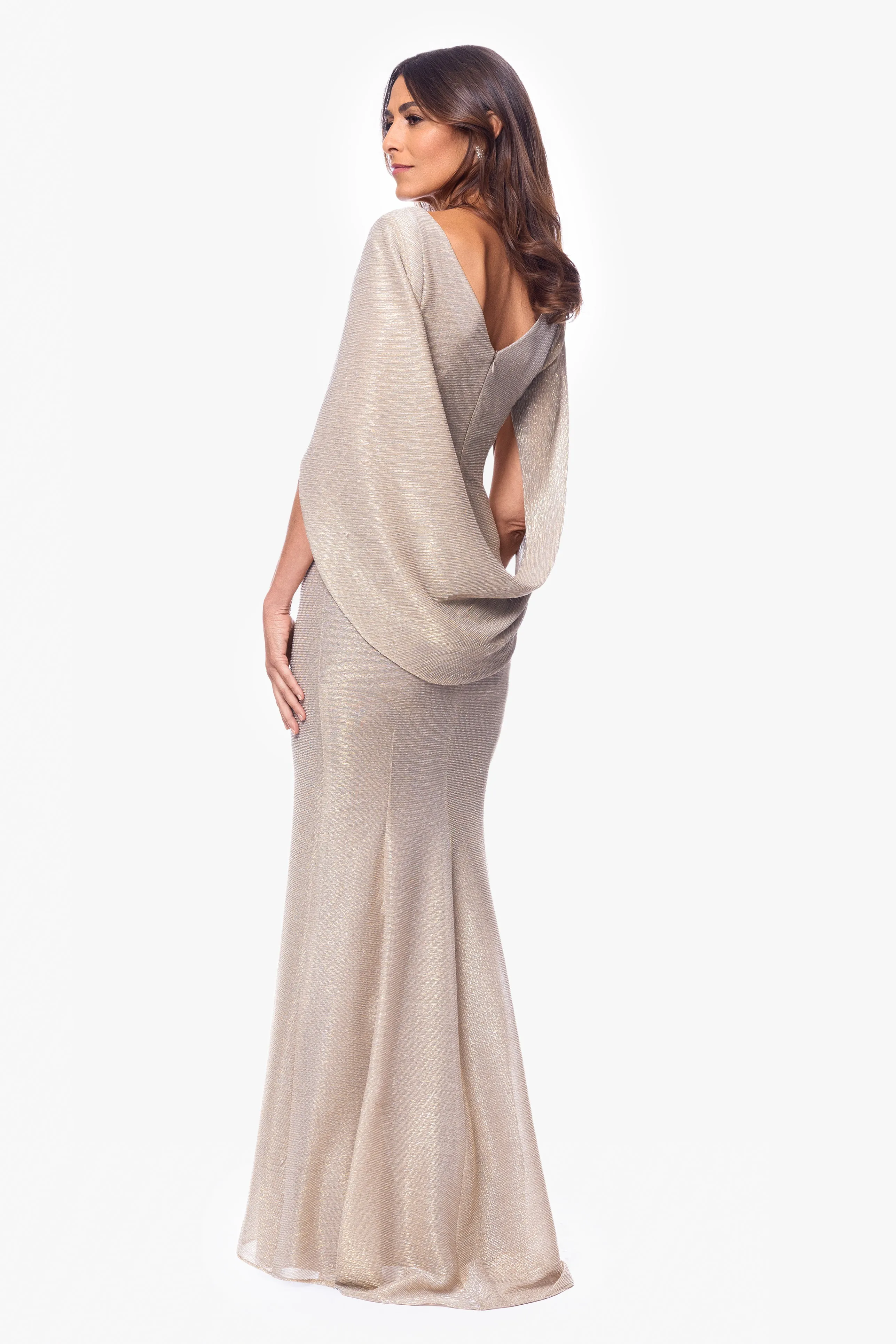 "Celine" Boat Neck Crinkle Gown sold by Betsy & Adam product image thumbnail 2