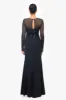 "Gabriela" Long Sleeve Mesh and Sequin Top and Floor Length Scuba Crepe Skirt Dress sold by Betsy & Adam