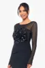 "Gabriela" Long Sleeve Mesh and Sequin Top and Floor Length Scuba Crepe Skirt Dress sold by Betsy & Adam