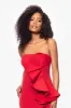 "Fiona" Long Strapless Scuba Ruffle Dress sold by Betsy & Adam