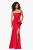 "Fiona" Long Strapless Scuba Ruffle Dress sold by Betsy & Adam