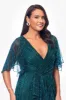 "Sonny" Long Metallic Knit V-Neck Ruffle Dress sold by Betsy & Adam