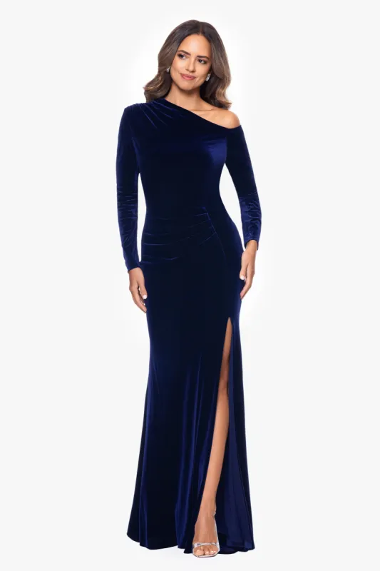 "Annette" Long Velvet Drop Shoulder Long Sleeve Dress sold by Betsy & Adam