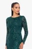 Petite "Nara" Long Sleeve Sequin Placement Gown sold by Betsy & Adam