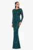 Petite "Nara" Long Sleeve Sequin Placement Gown sold by Betsy & Adam
