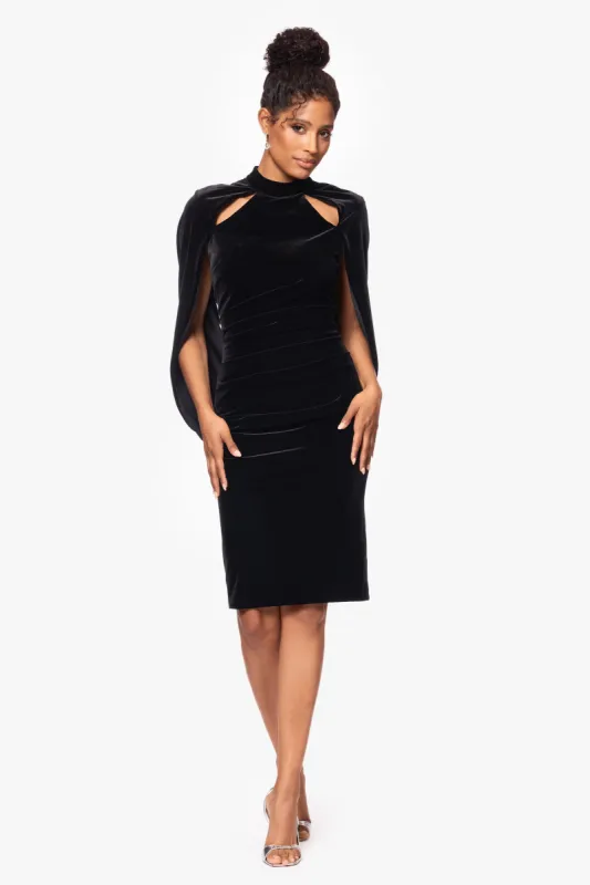 "Kristin" Short Velvet Cape Back Dress sold by Betsy & Adam