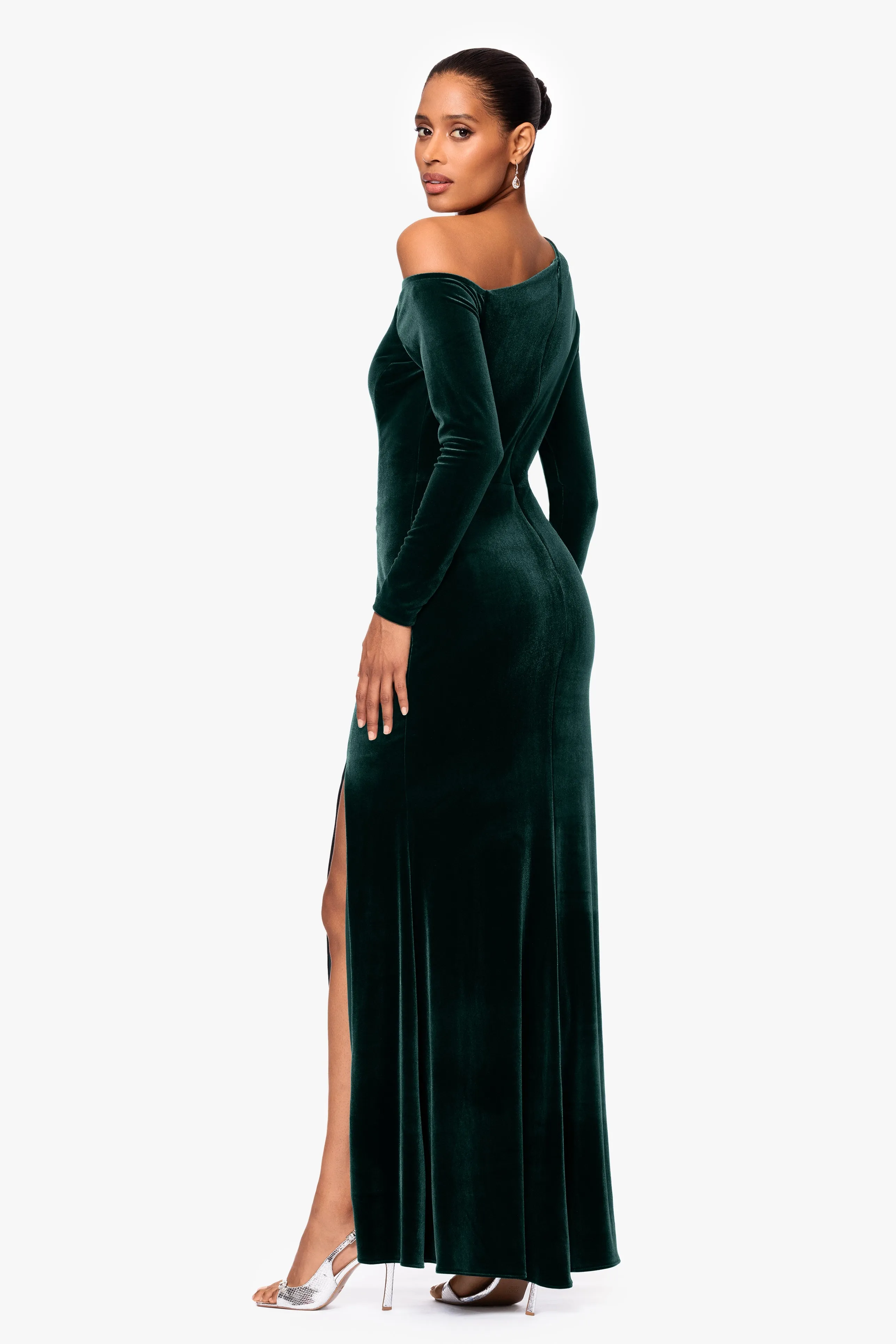 "Annette" Long Velvet Drop Shoulder Long Sleeve Dress sold by Betsy & Adam product image thumbnail 2