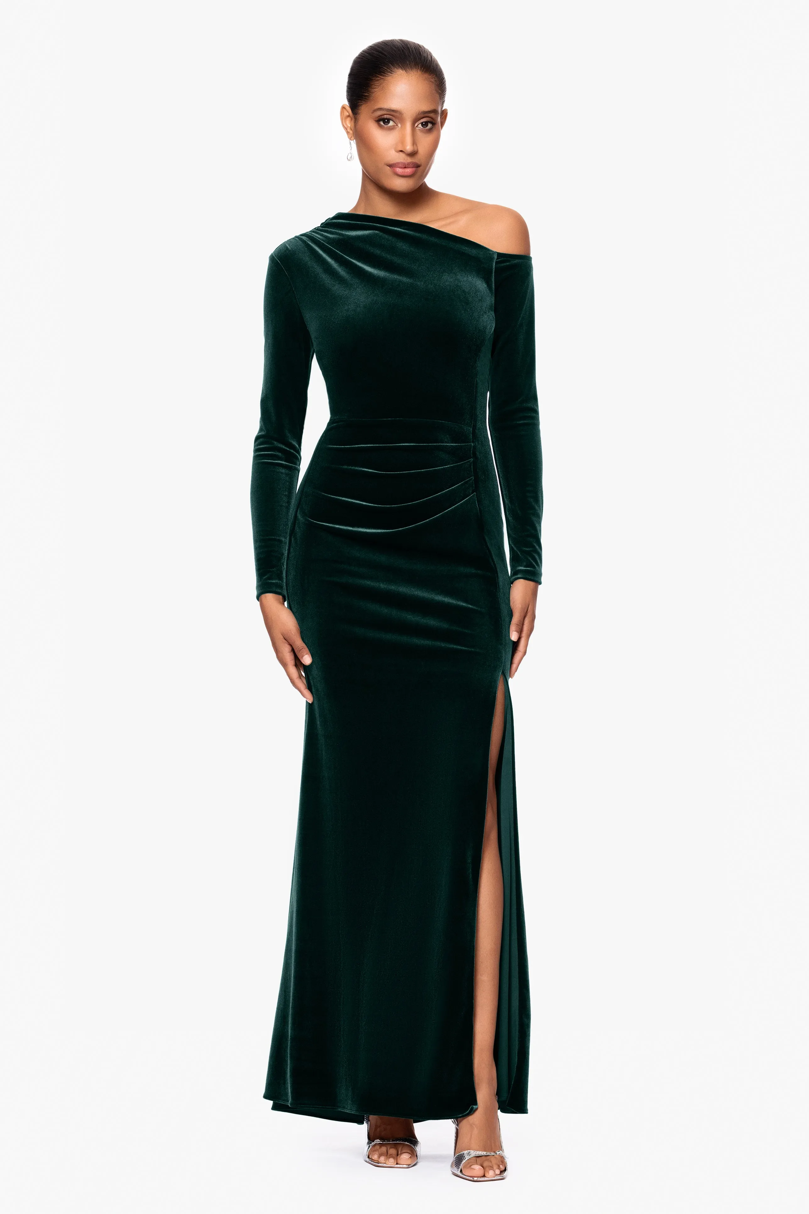 "Annette" Long Velvet Drop Shoulder Long Sleeve Dress sold by Betsy & Adam