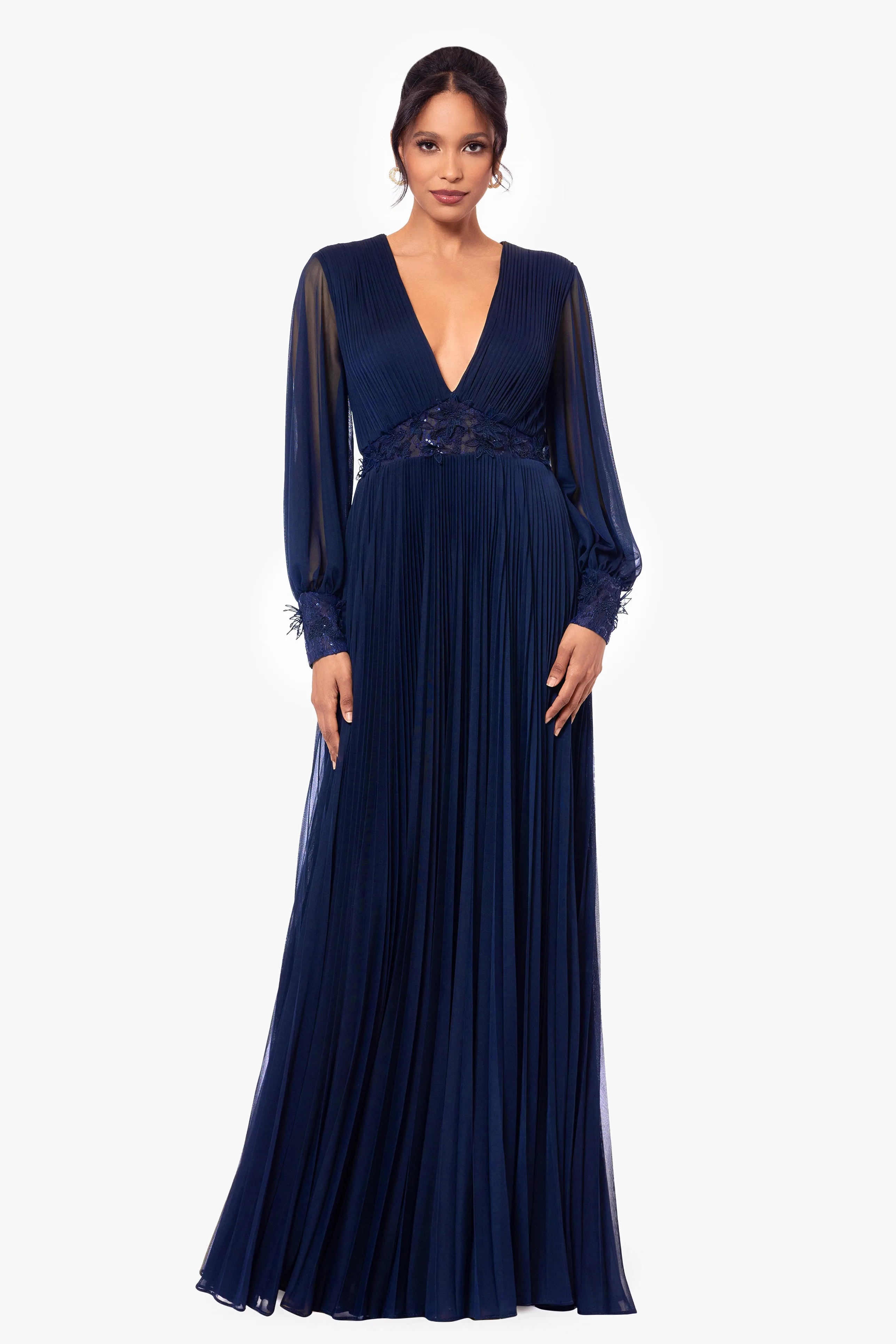 "Julie" Long Power Mesh Sequin Waist Long Sleeve Dress sold by Betsy & Adam