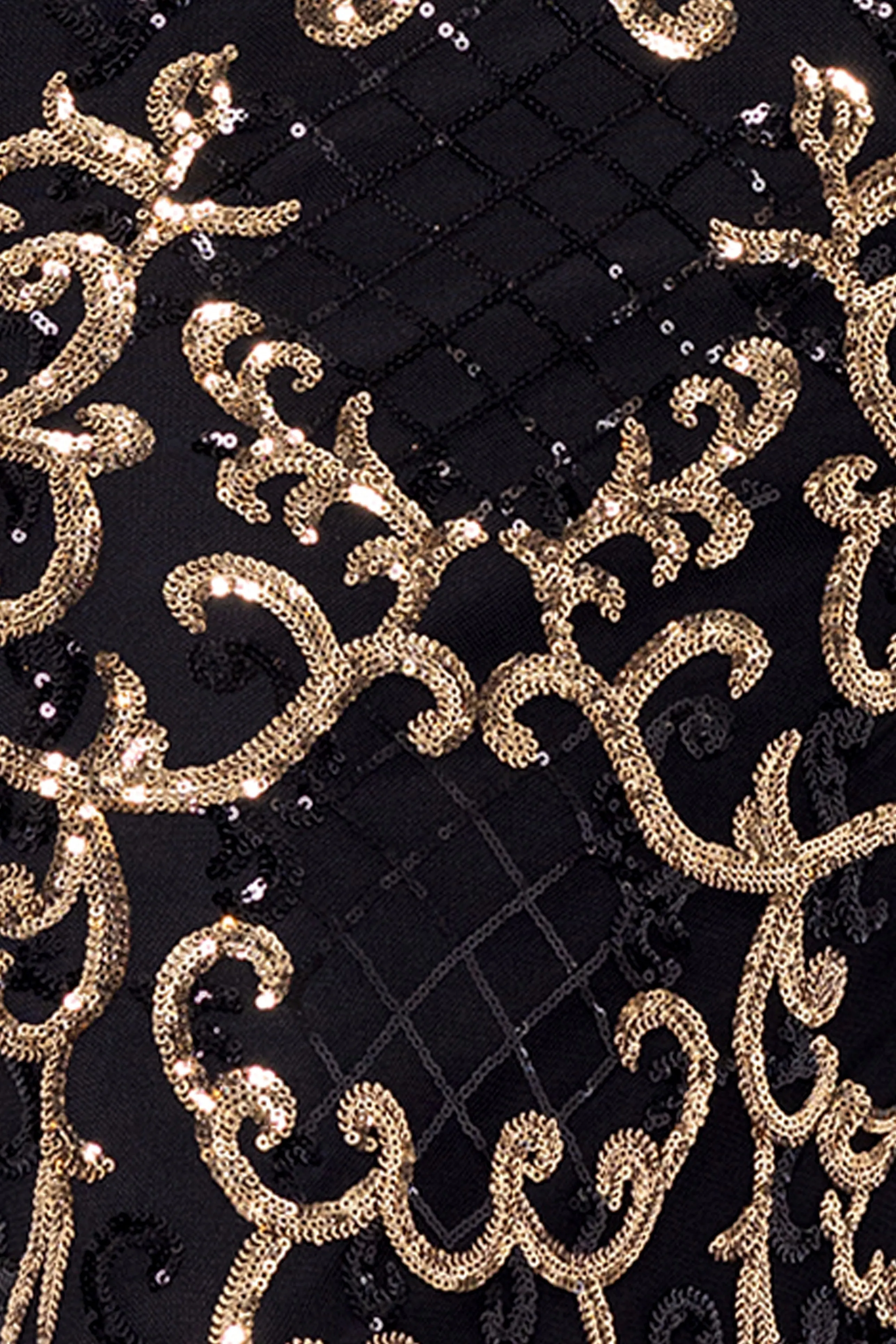 "Jolene" Long Sequin Placement Spaghetti Strap Floor Length Dress sold by Betsy & Adam product image thumbnail 5