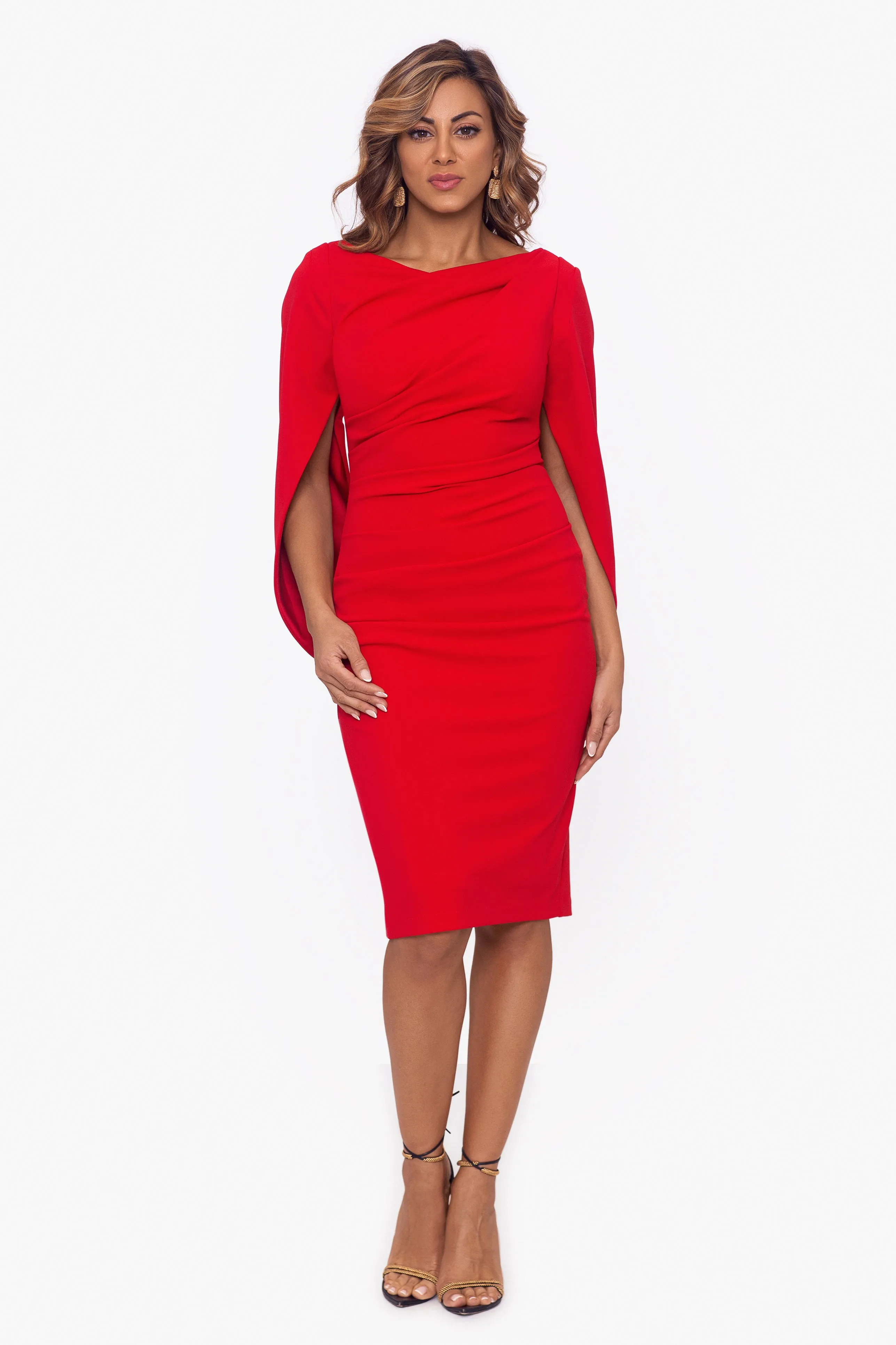 Petite "Jordan" Short Scuba Crape Draped Back Dress sold by Betsy & Adam