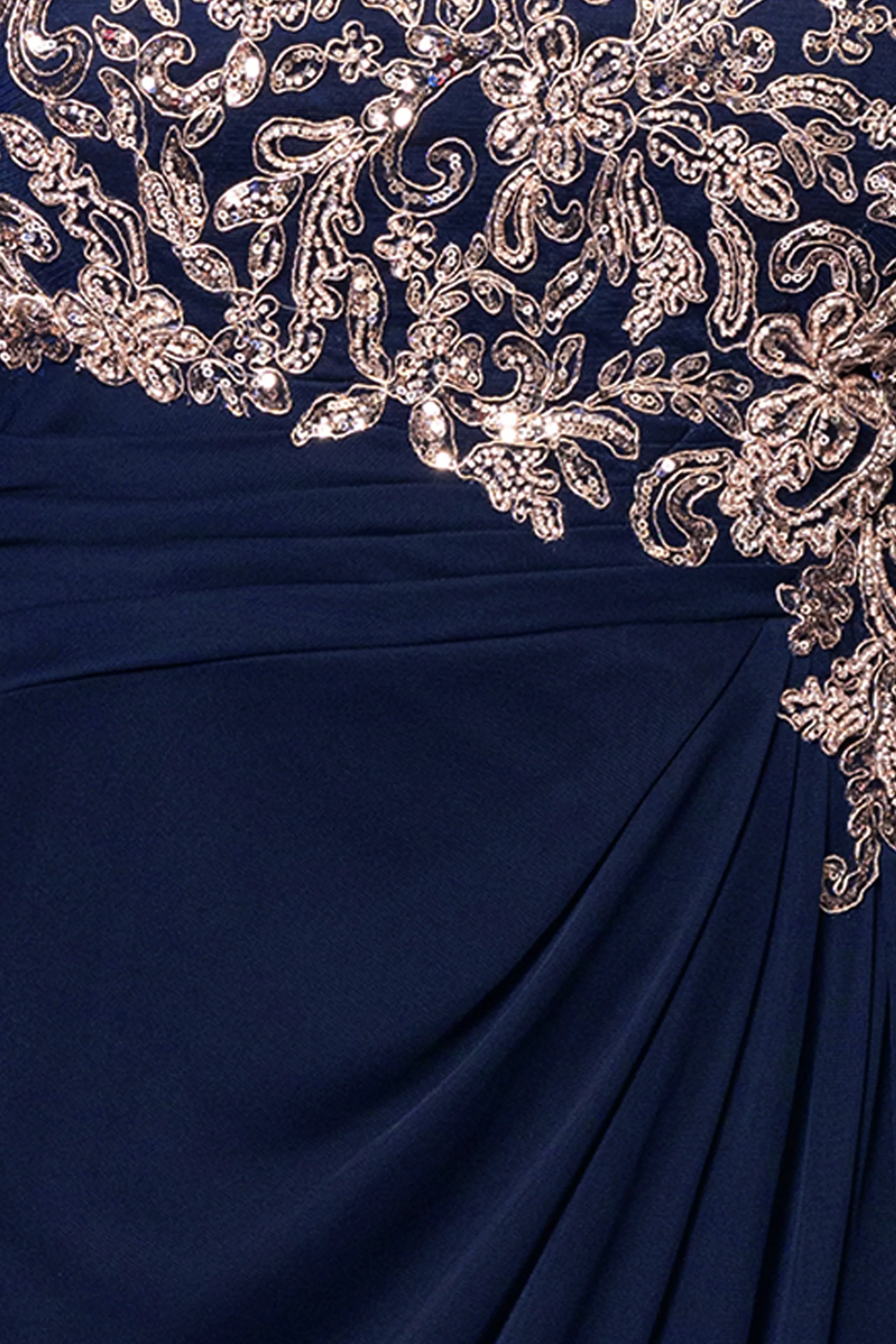 Petite "Willa" Long Sheer Matte Jersey Cape Back Dress With Applique sold by Betsy & Adam product image thumbnail 5