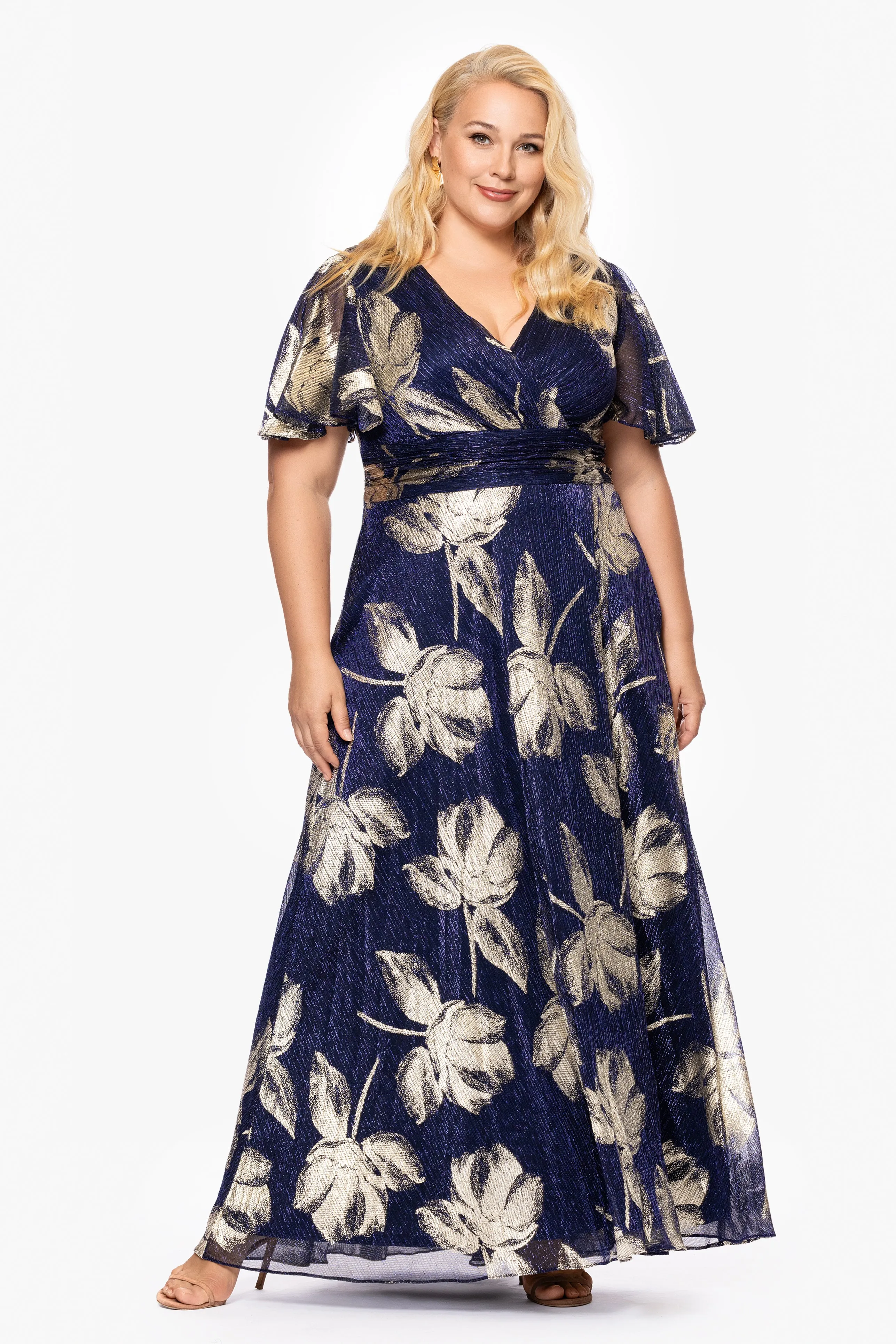 Plus "Chloe" Long Short Sleeve Print Dress sold by Betsy & Adam