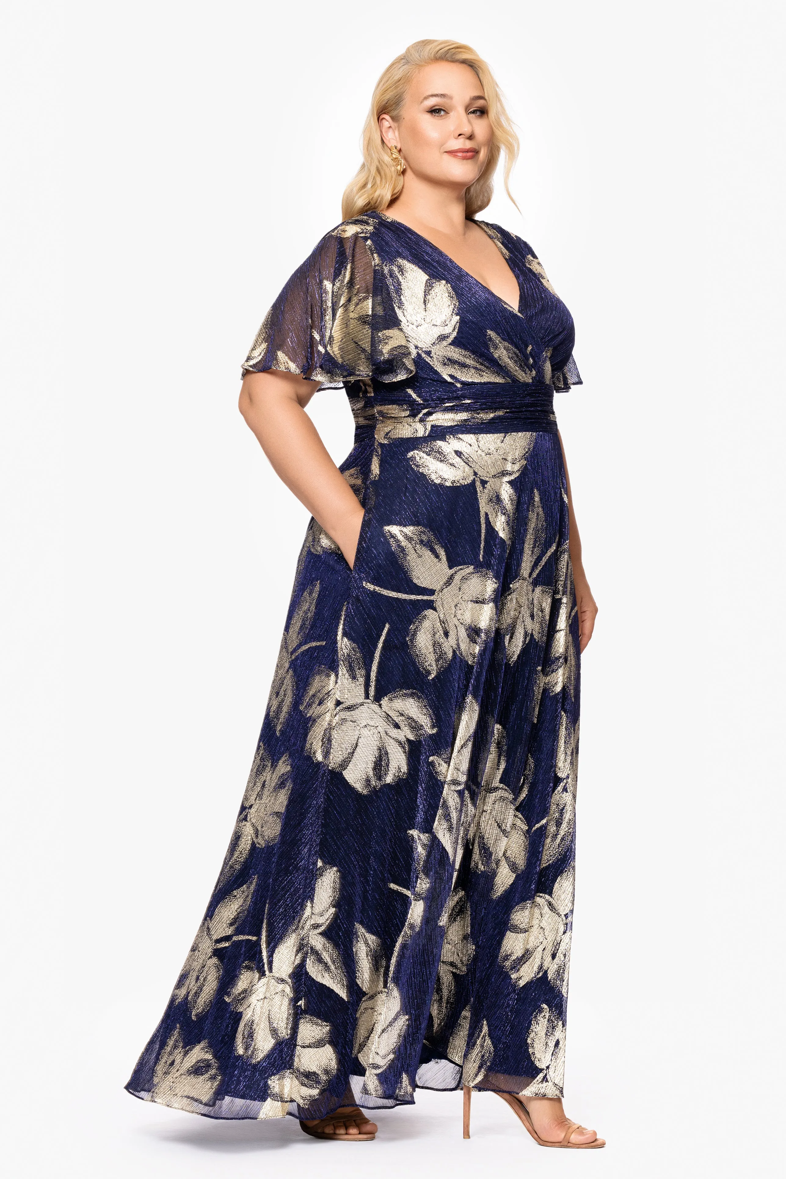 Plus "Chloe" Long Short Sleeve Print Dress sold by Betsy & Adam product image thumbnail 4