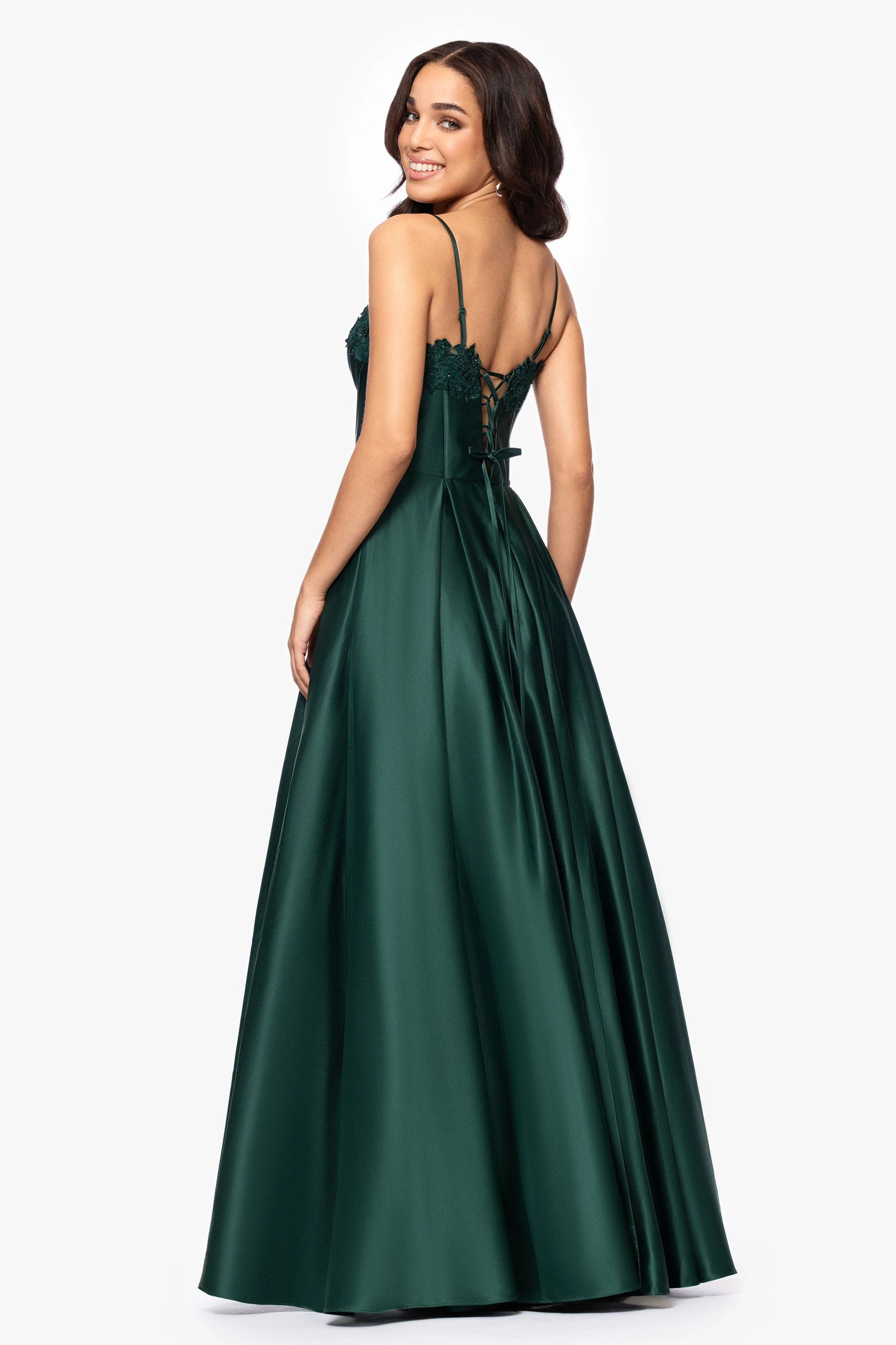 Blondie Nites "Hope" Long Spaghetti Strap Corset Applique Gown sold by Betsy & Adam product image thumbnail 2