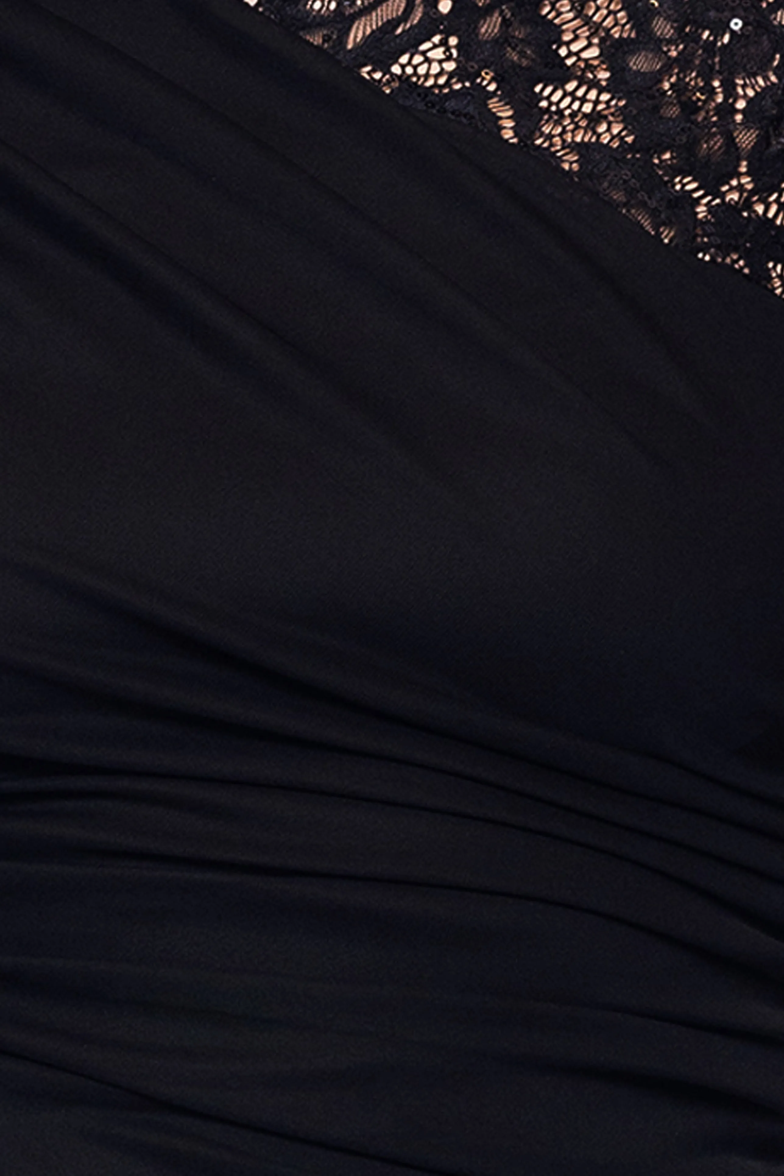 "Dayna" Floor Length Sleeveless Sheer Matte Jersey Lack Neck Rouched Side Dress sold by Betsy & Adam product image thumbnail 5