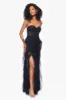 "Angelina" Long Strapless Mesh Floor Length Ruffle Dress sold by Betsy & Adam