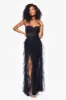 "Angelina" Long Strapless Mesh Floor Length Ruffle Dress sold by Betsy & Adam