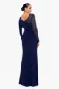"Rhea" Long Jersey Knit Long Sleeve Beaded Floor Length Dress sold by Betsy & Adam