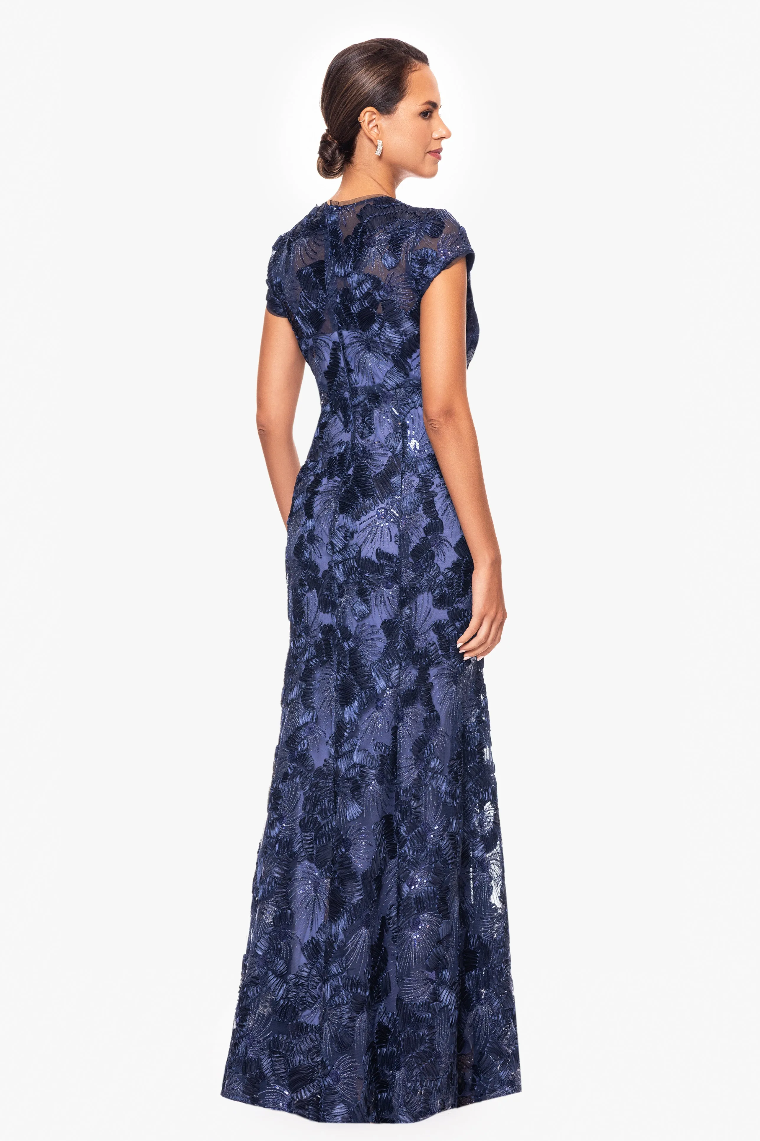 "Paula" Soutache Lace and Sequin Floor Length Dress sold by Betsy & Adam product image thumbnail 2