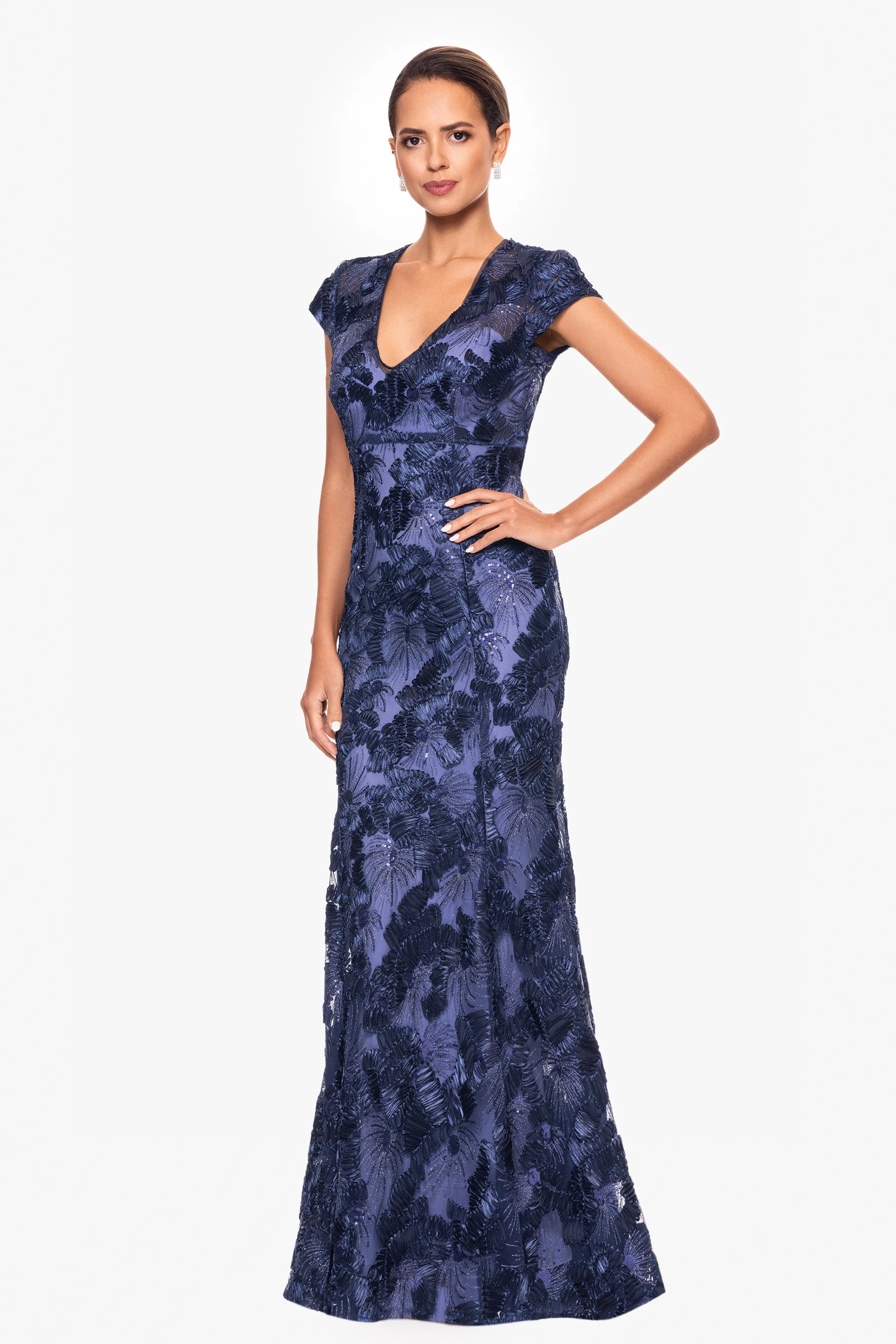 "Paula" Soutache Lace and Sequin Floor Length Dress sold by Betsy & Adam product image thumbnail 3