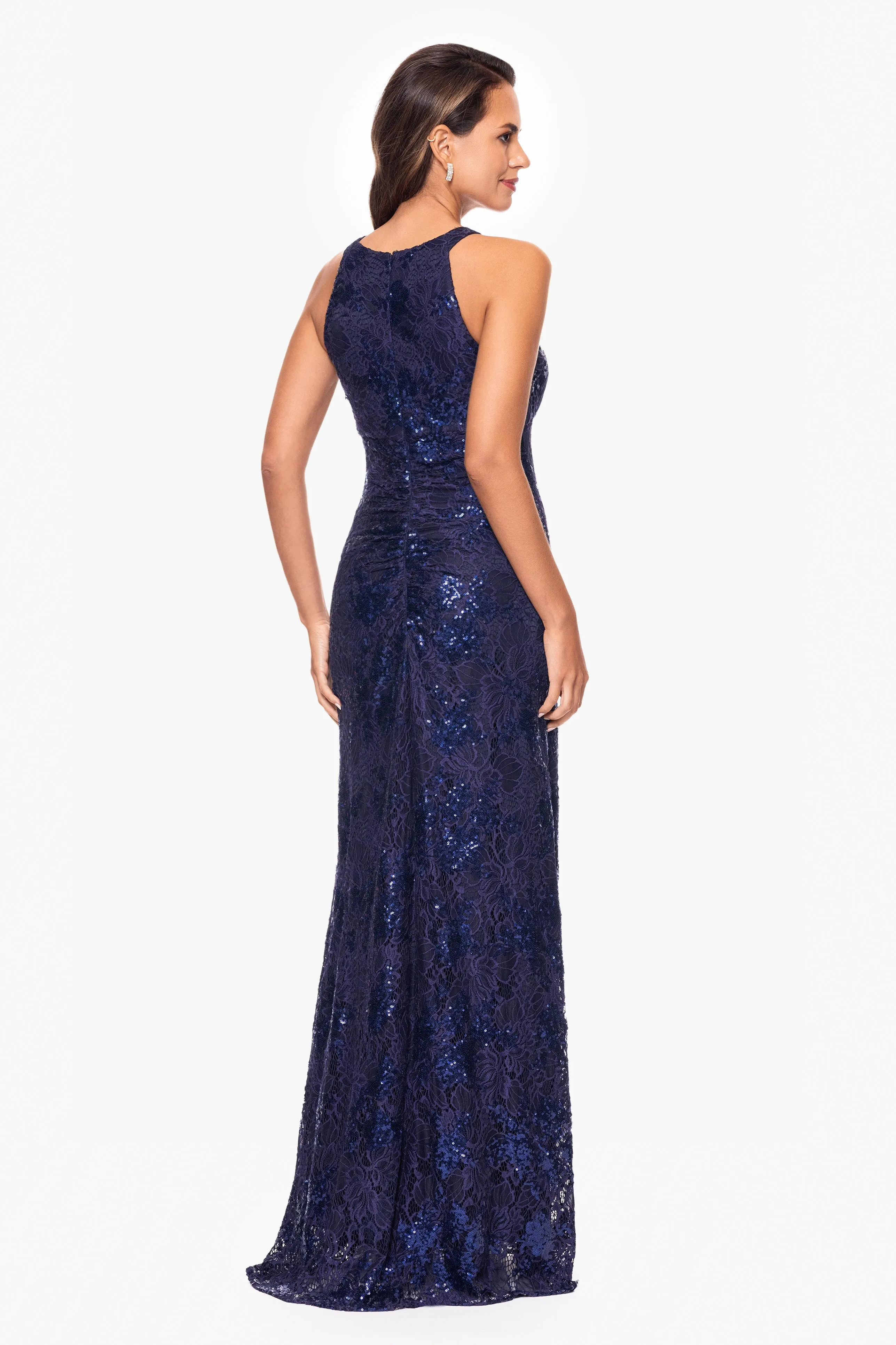 "Wilma" Sequin Lace Keyhole Neck Floor Length Dress sold by Betsy & Adam product image thumbnail 2