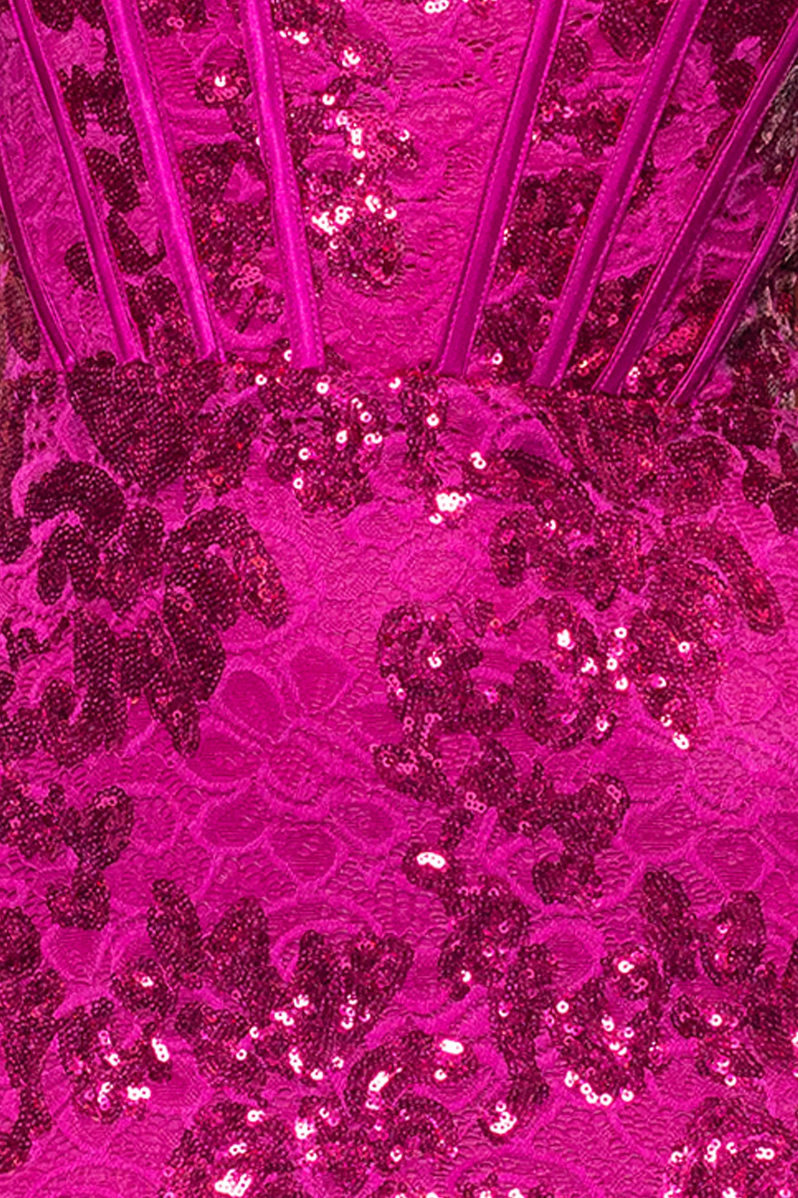 Blondie Nites "Annie" Long Sequin Lace Corset Dress sold by Betsy & Adam product image thumbnail 5