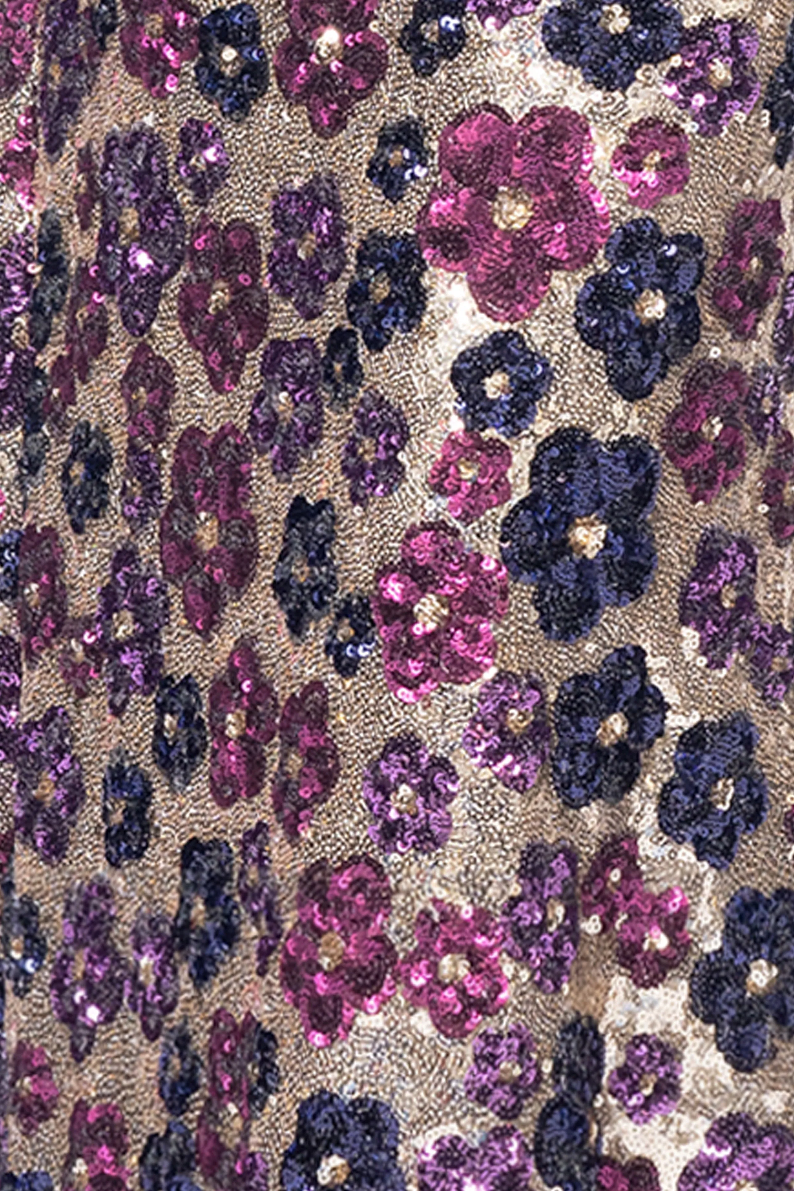 "Rava" Sequin V-Neck Illusion Mesh Insert Floor Length Dress sold by Betsy & Adam product image thumbnail 5