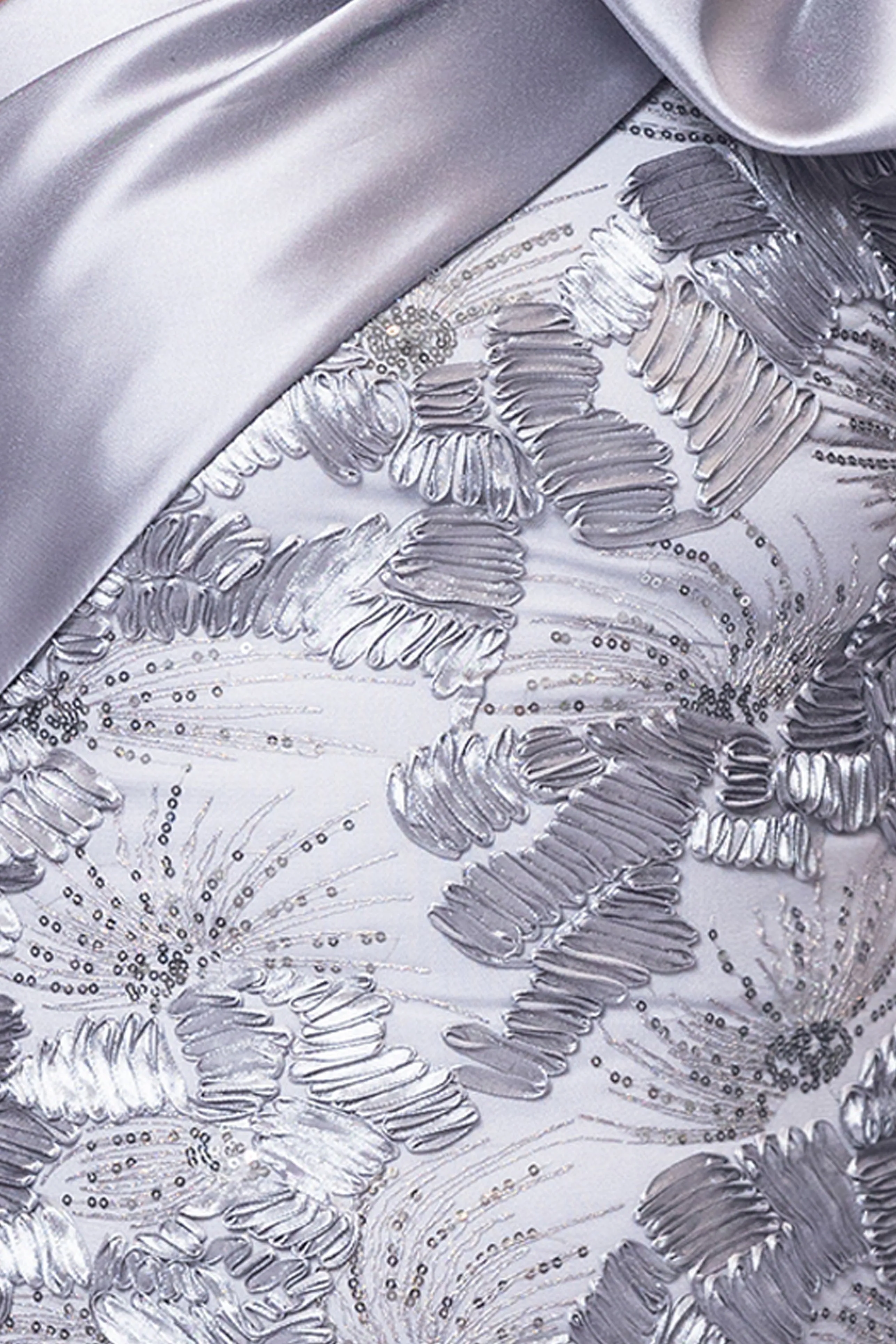 "Mercedes" Soutache and Sequin One Shoulder Bow Floor Length Dress sold by Betsy & Adam product image thumbnail 4