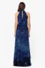 "Tami" Chiffon Print High Halter Neck Gown sold by Betsy & Adam
