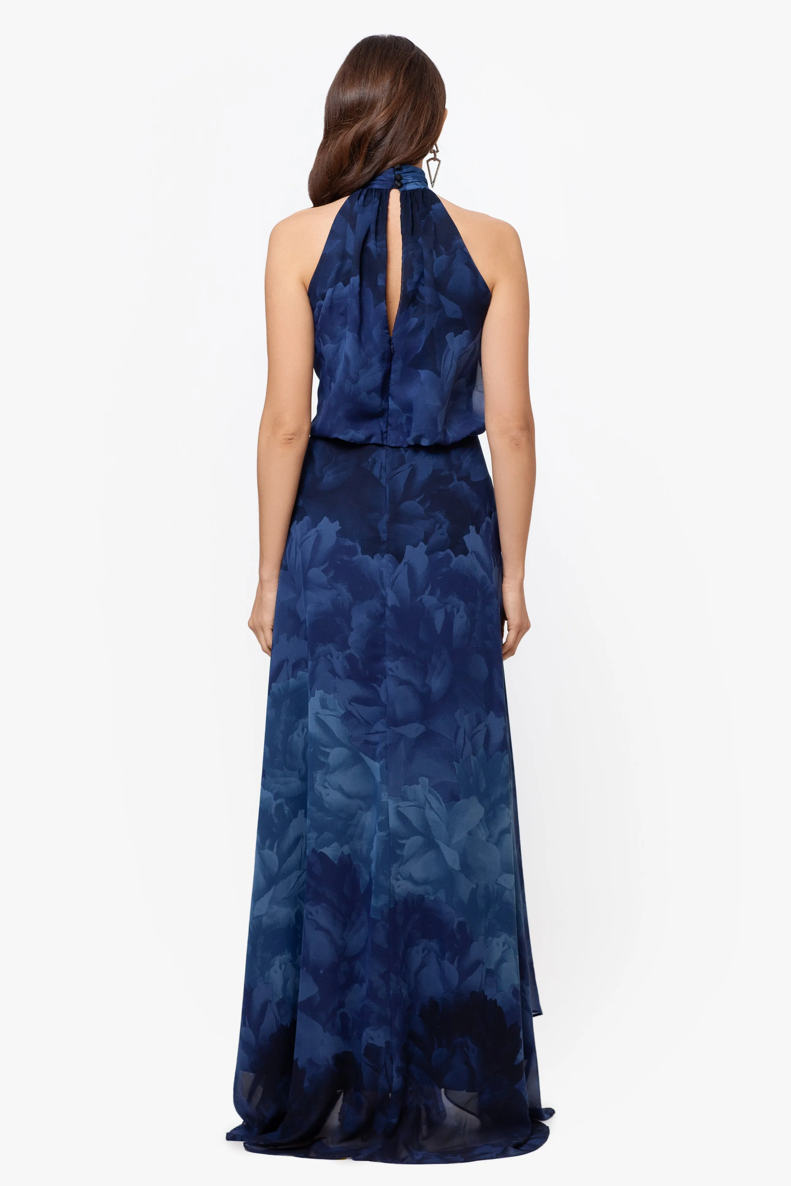 "Tami" Chiffon Print High Halter Neck Gown sold by Betsy & Adam product image thumbnail 3